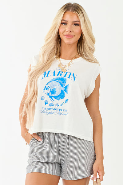 Ivory 'Saint Martin' Fish Graphic Cotton Tee