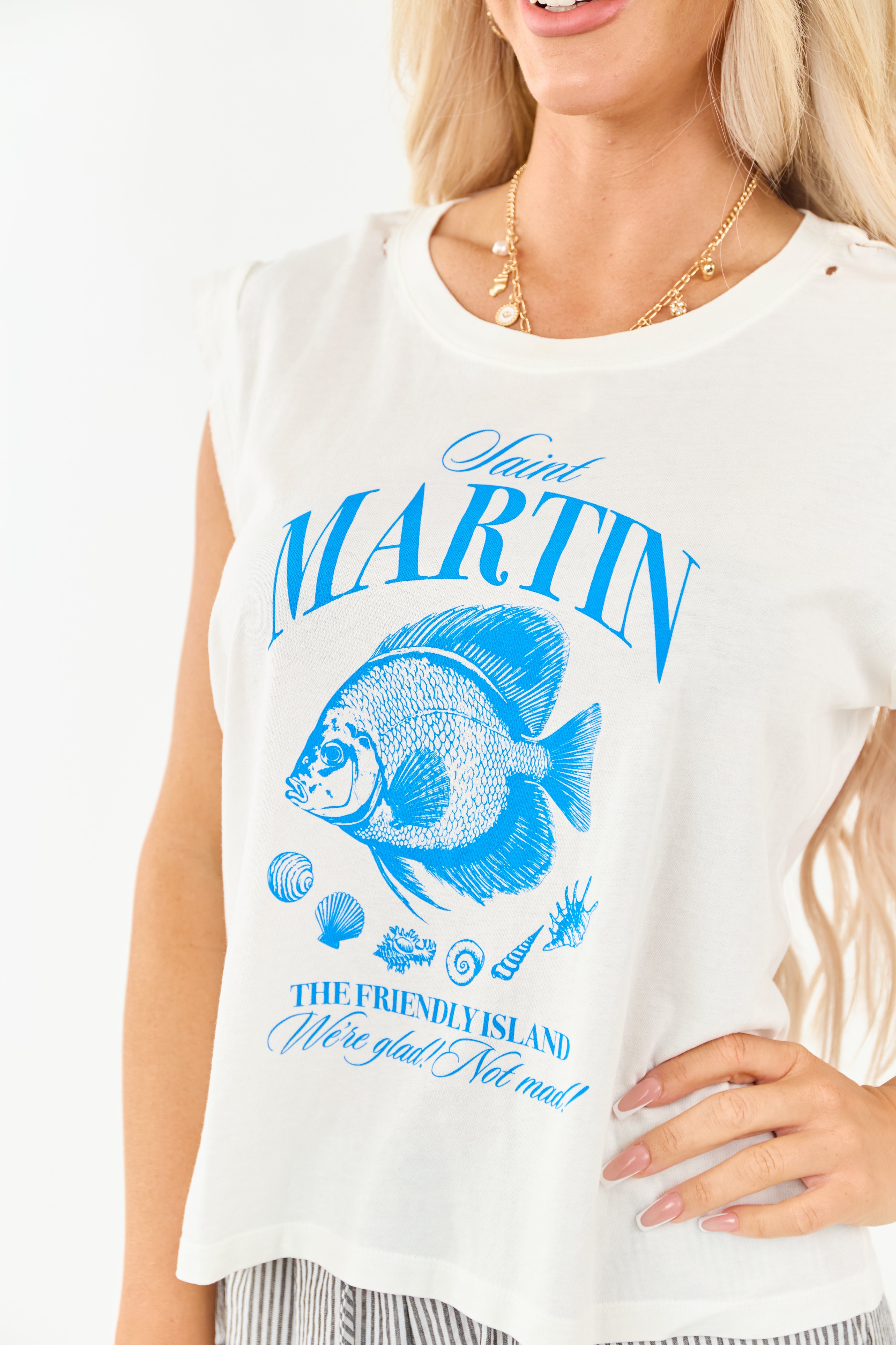 Ivory 'Saint Martin' Fish Graphic Cotton Tee