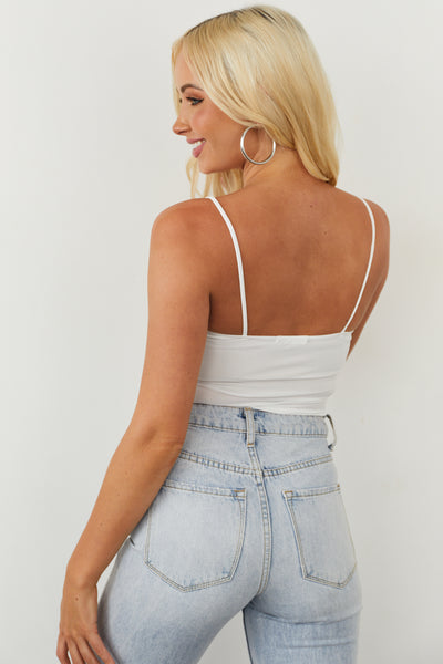 Ivory Spaghetti Strap Scoop Neck Bodysuit