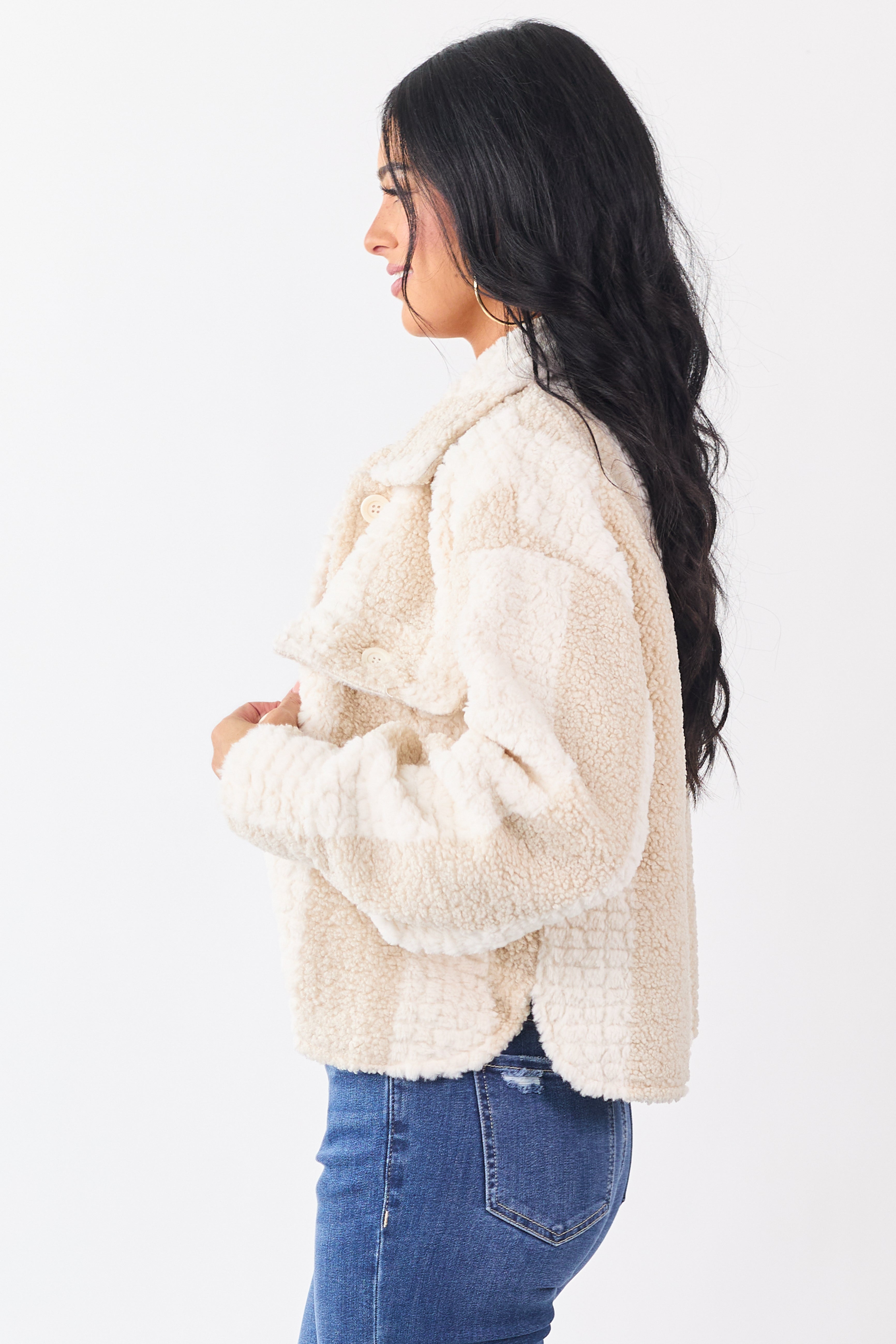 Ivory and Nude Striped Textured Jacket