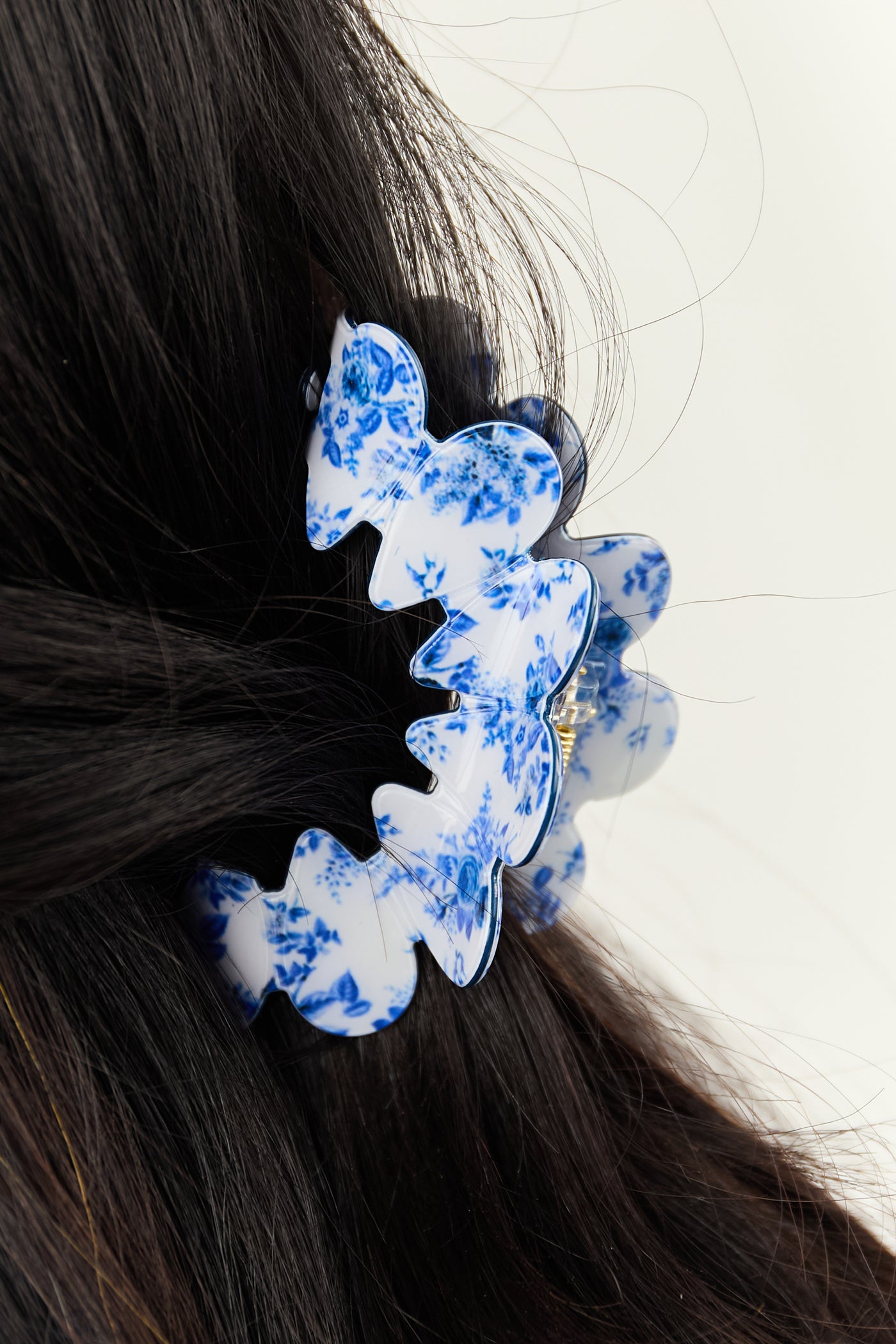 Ivory Vintage Porcelain Style Half Moon Hair Clip