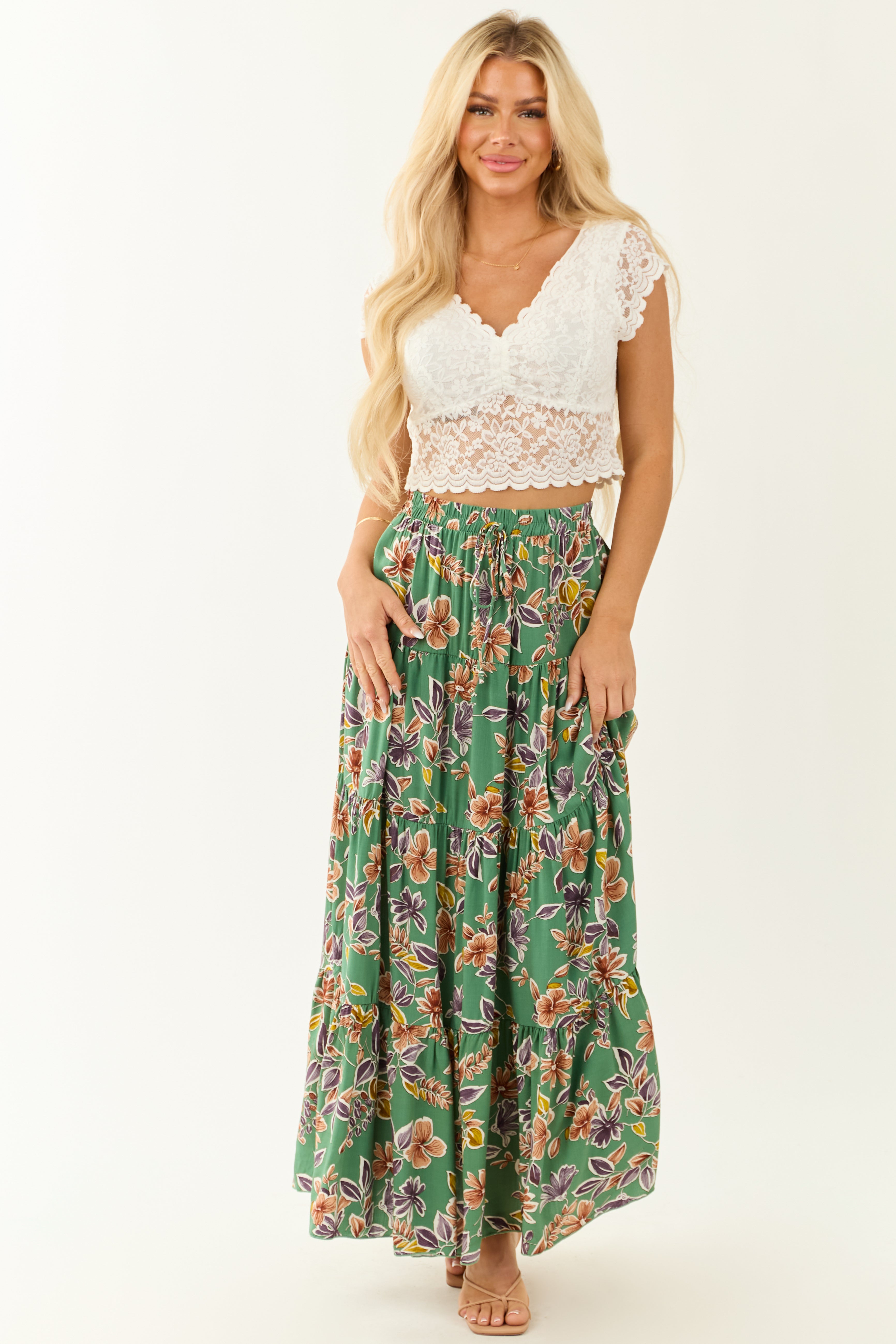 mame　Skirt Long Layered Botanical Mame Skirt Long Layered Botanical Maxi