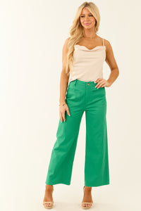 Jade High Waisted Wide Leg Ankle Length Stretch Pants