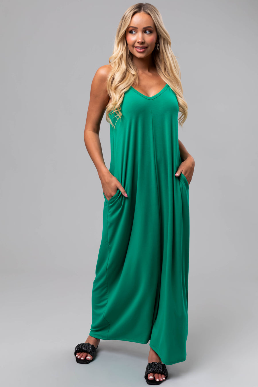 Jade Sleeveless Knit Maxi Dress with Pockets