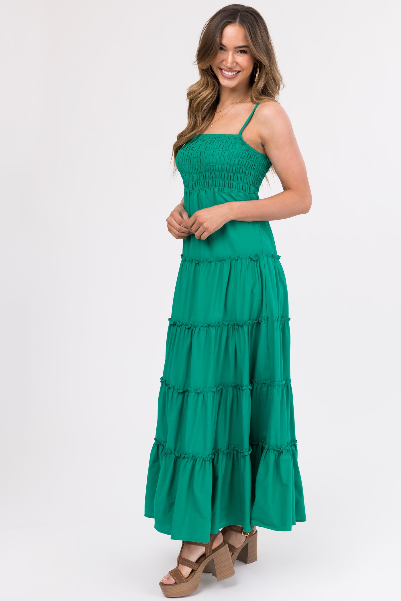 Jade Smocked Top Tiered Maxi Dress