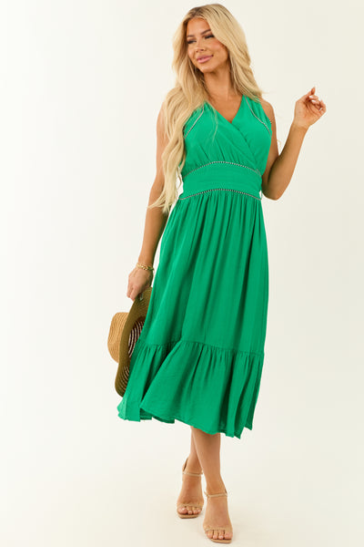 Jade V Neck Sleeveless Tiered Midi Wrap Dress