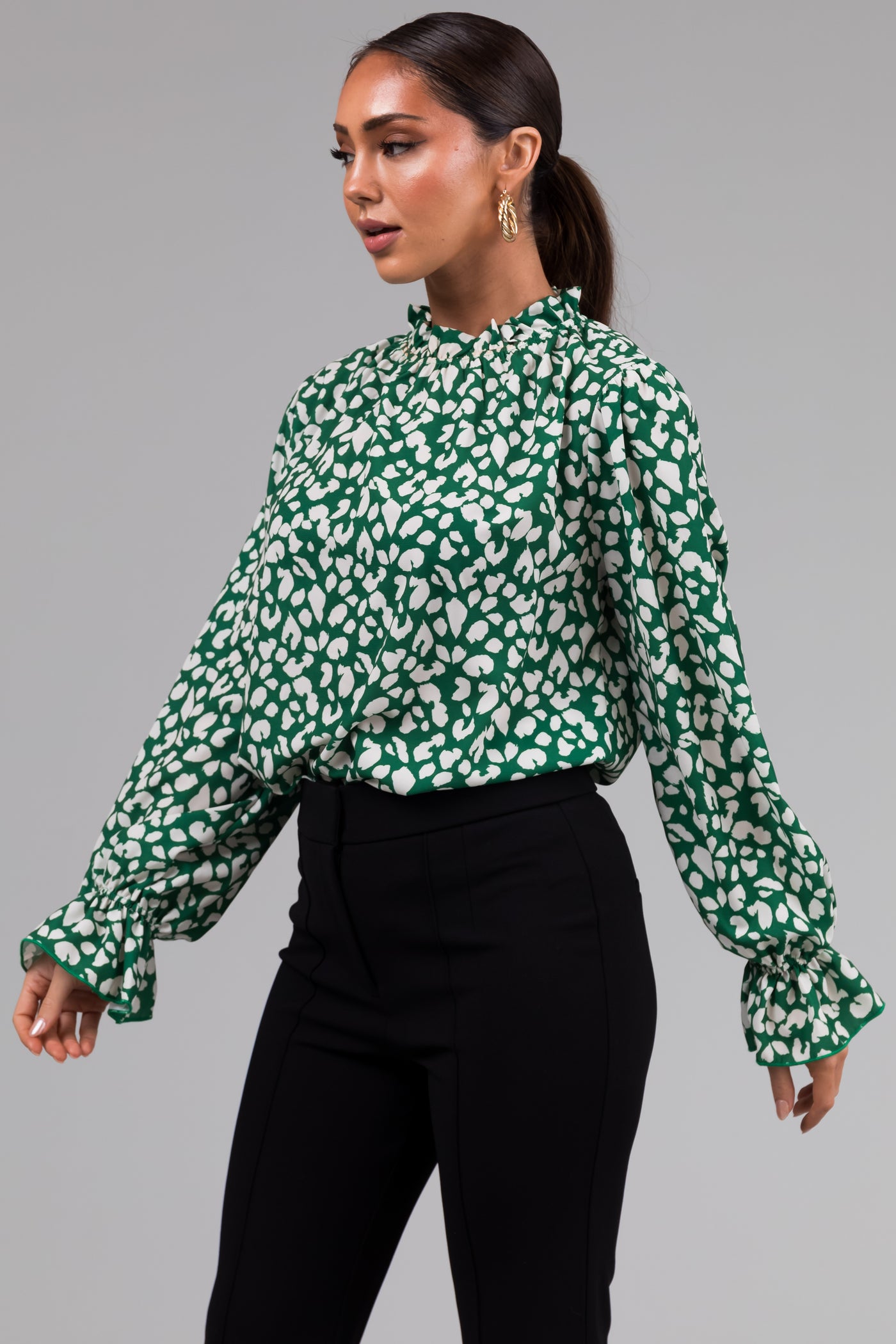 Jade and Ivory Leopard Print Ruffle Top | Lime Lush