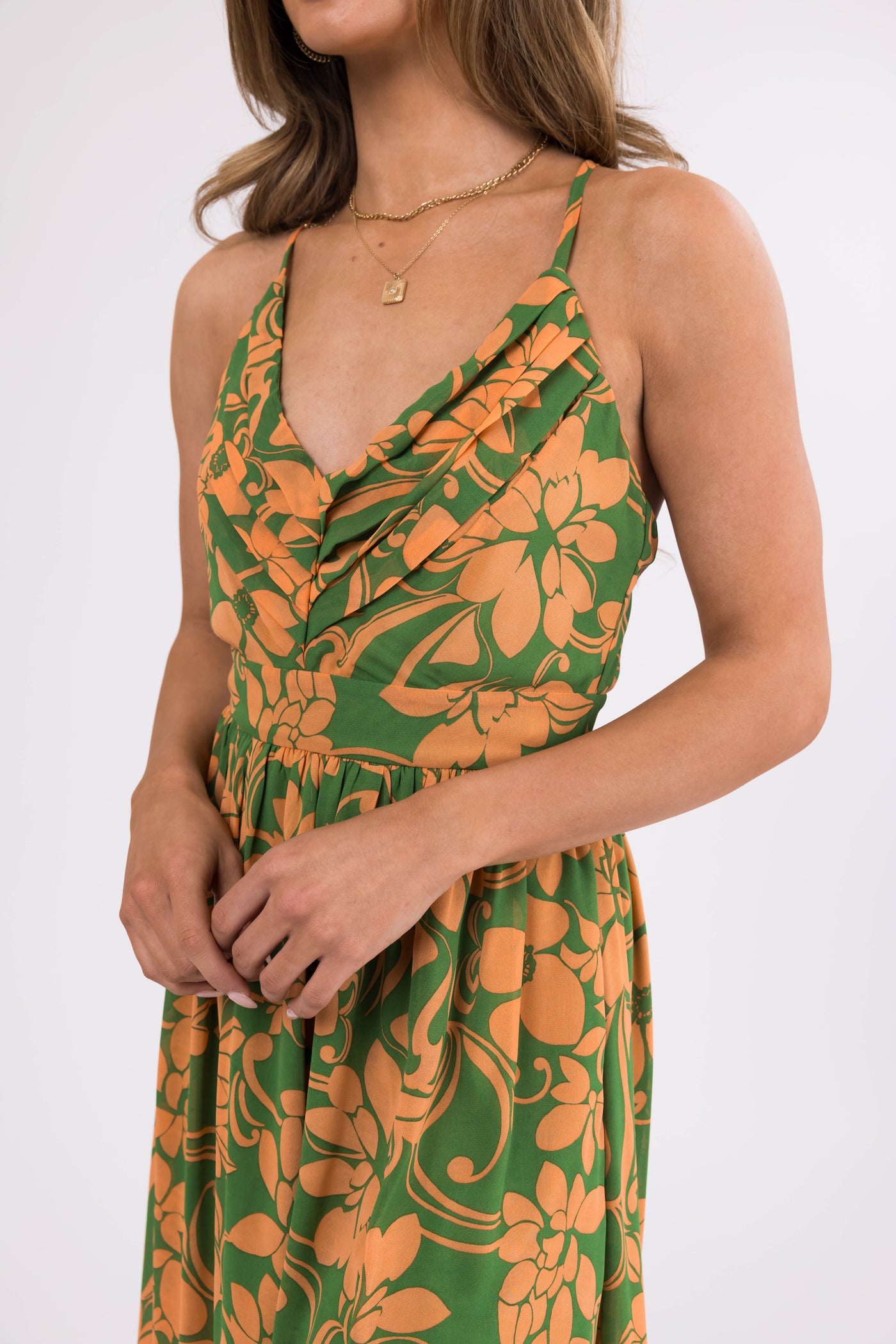 Jade and Melon Floral Print Maxi Dress