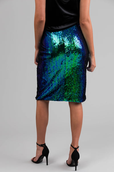 Jade and Royal Blue Sequined Elastic Skirt