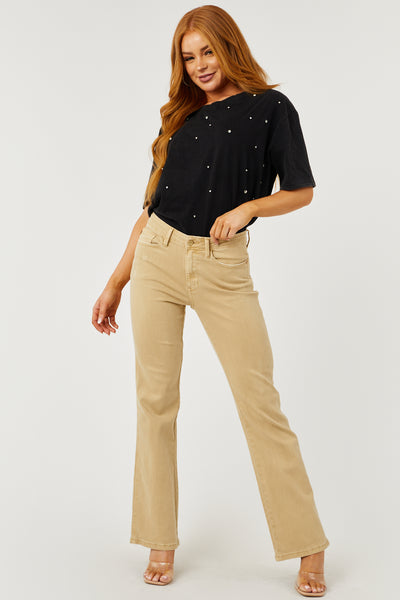 Judy Blue Beige High Rise Bootcut Jeans