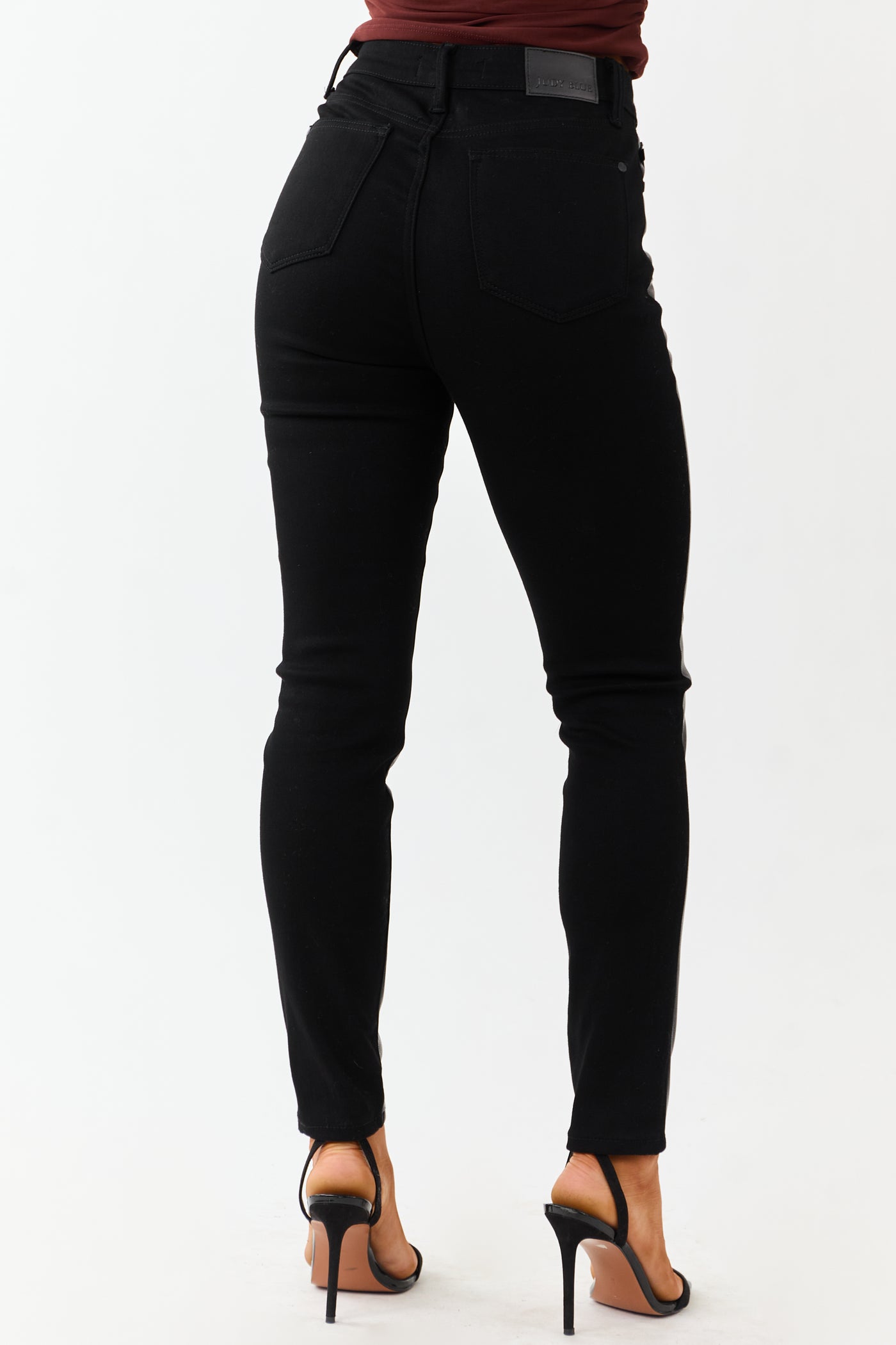 Judy Blue Black Faux Leather Denim Skinny Jeans
