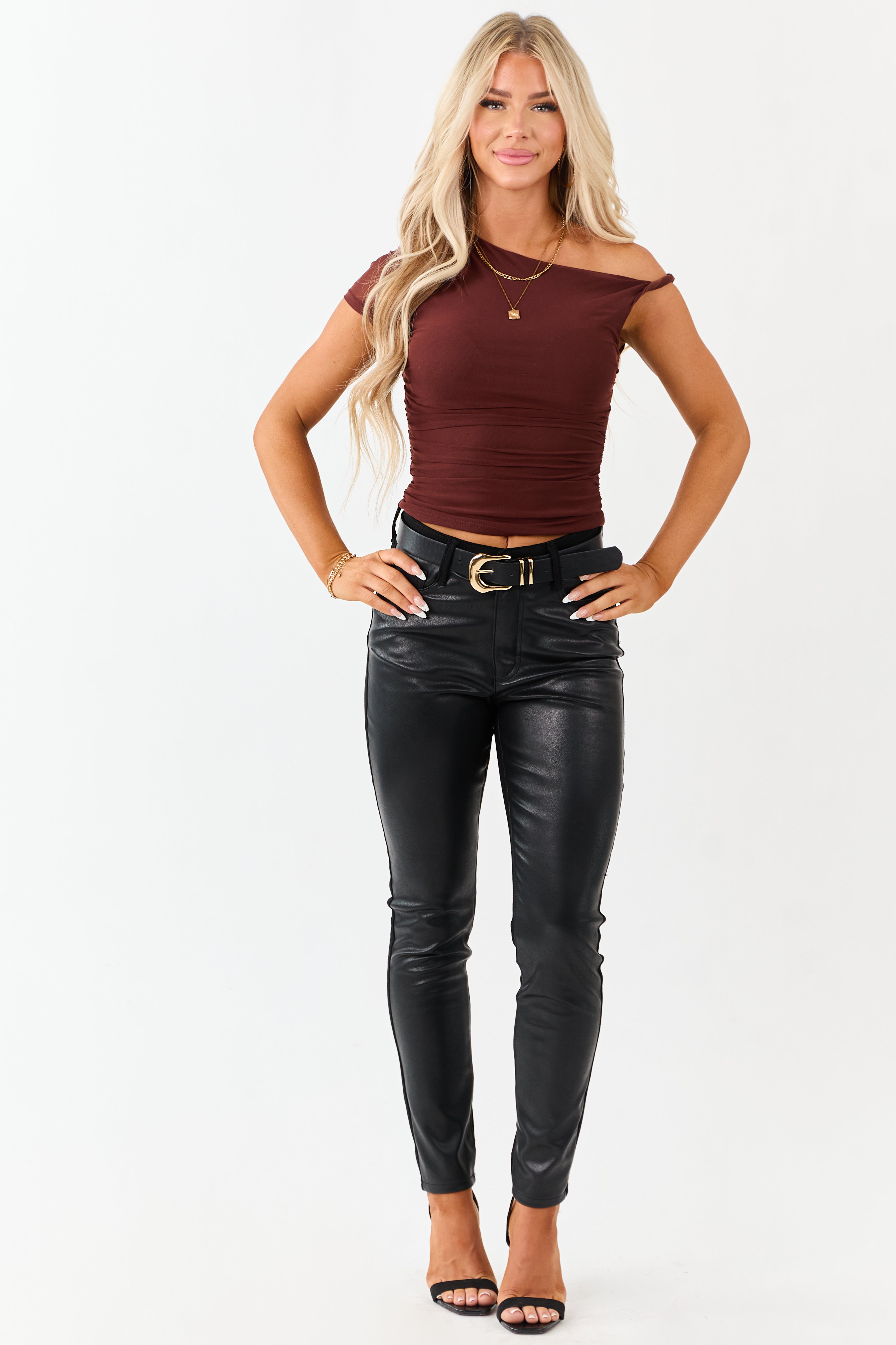 Judy Blue Black Faux Leather Denim Skinny Jeans | Lime Lush Boutique