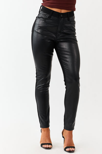 Judy Blue Black Faux Leather Denim Skinny Jeans