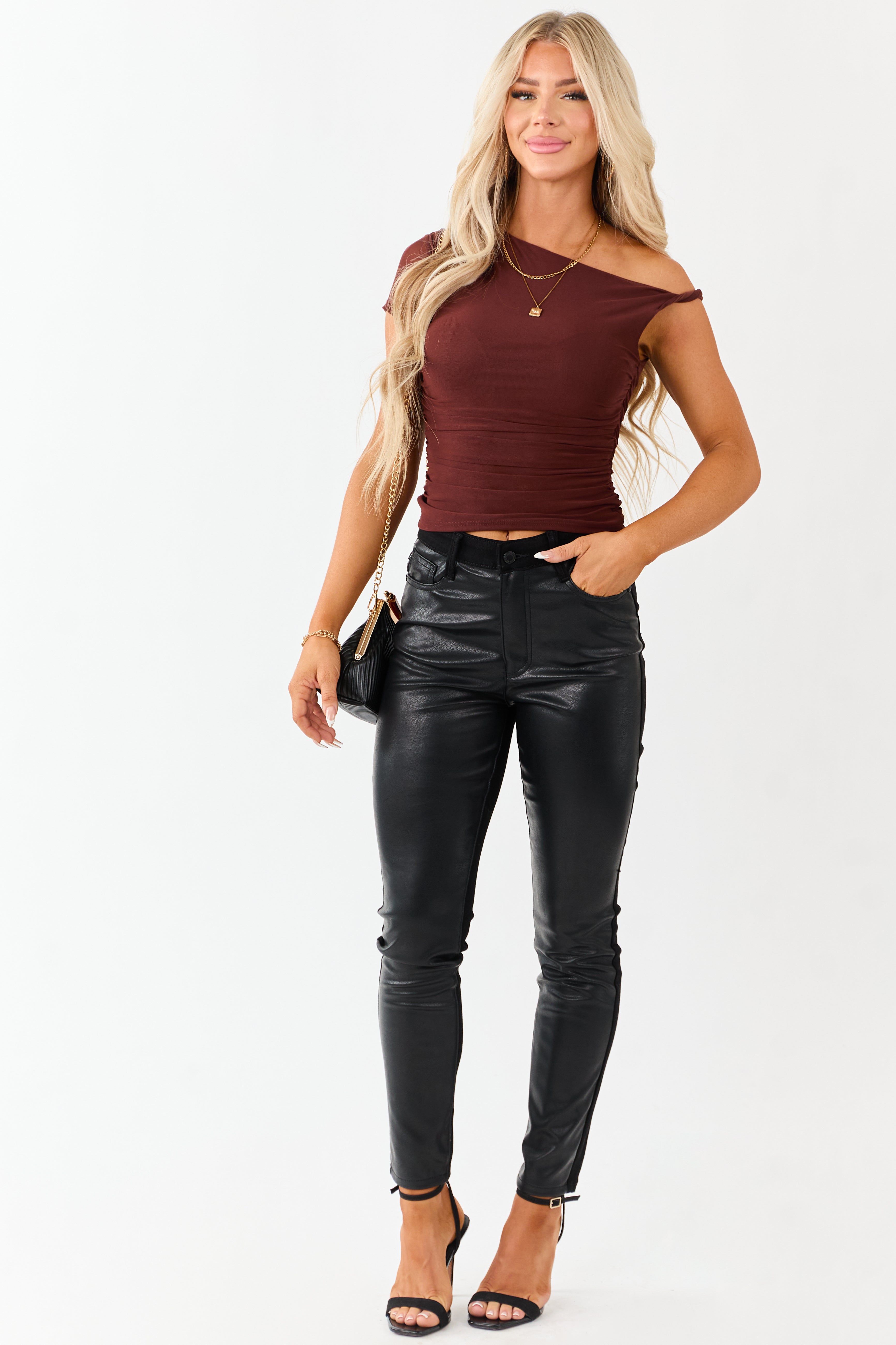 Judy Blue Black Faux Leather Denim Skinny Jeans