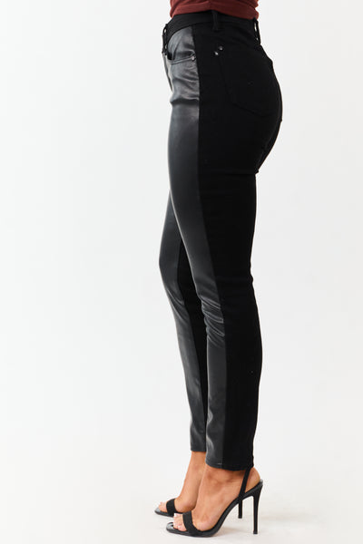 Judy Blue Black Faux Leather Denim Skinny Jeans