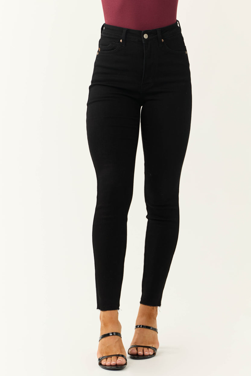 Judy Blue Black Faux Leather Denim Skinny Jeans
