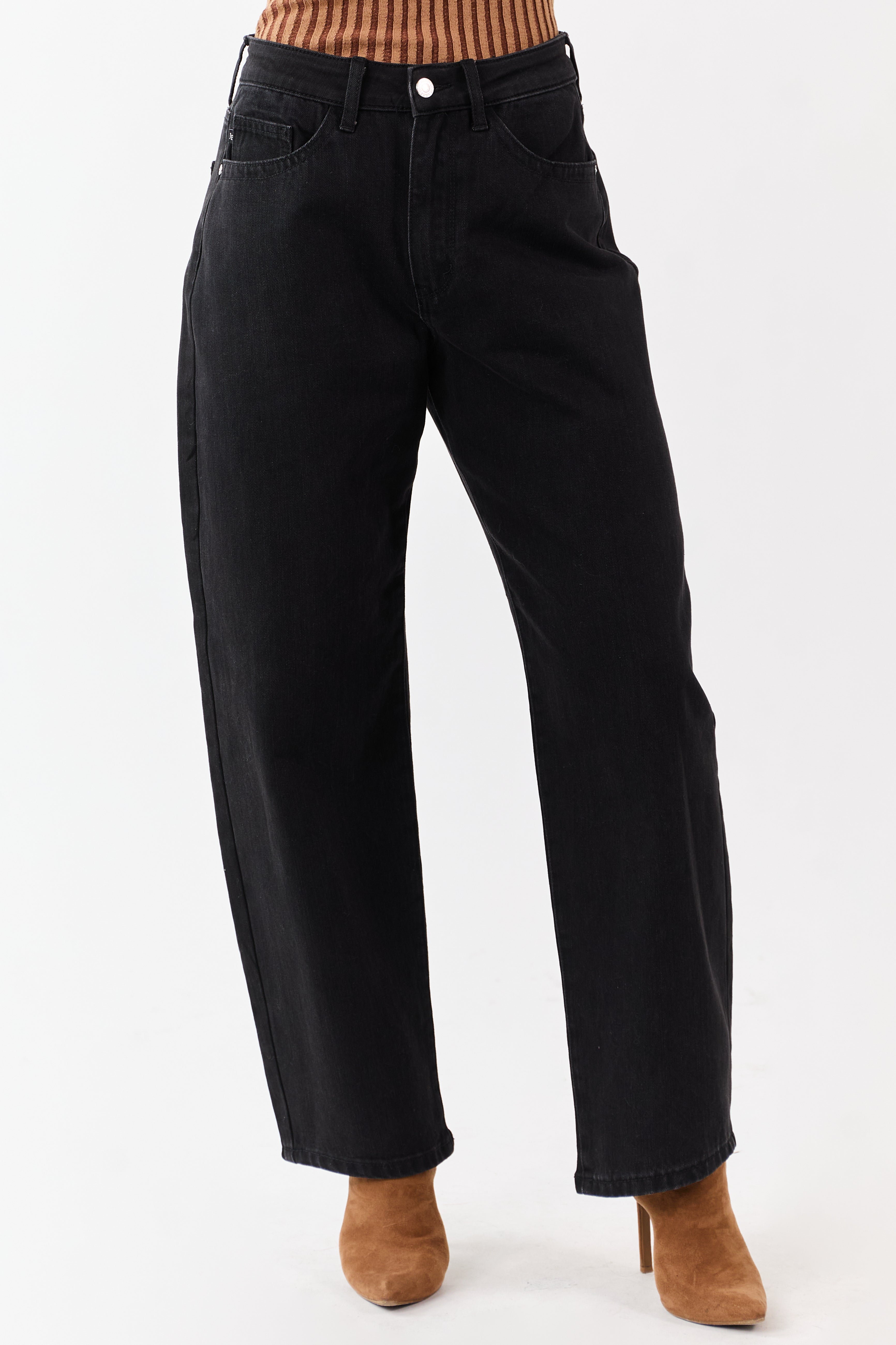 Judy Blue Black Washed High Rise Barrel Jeans