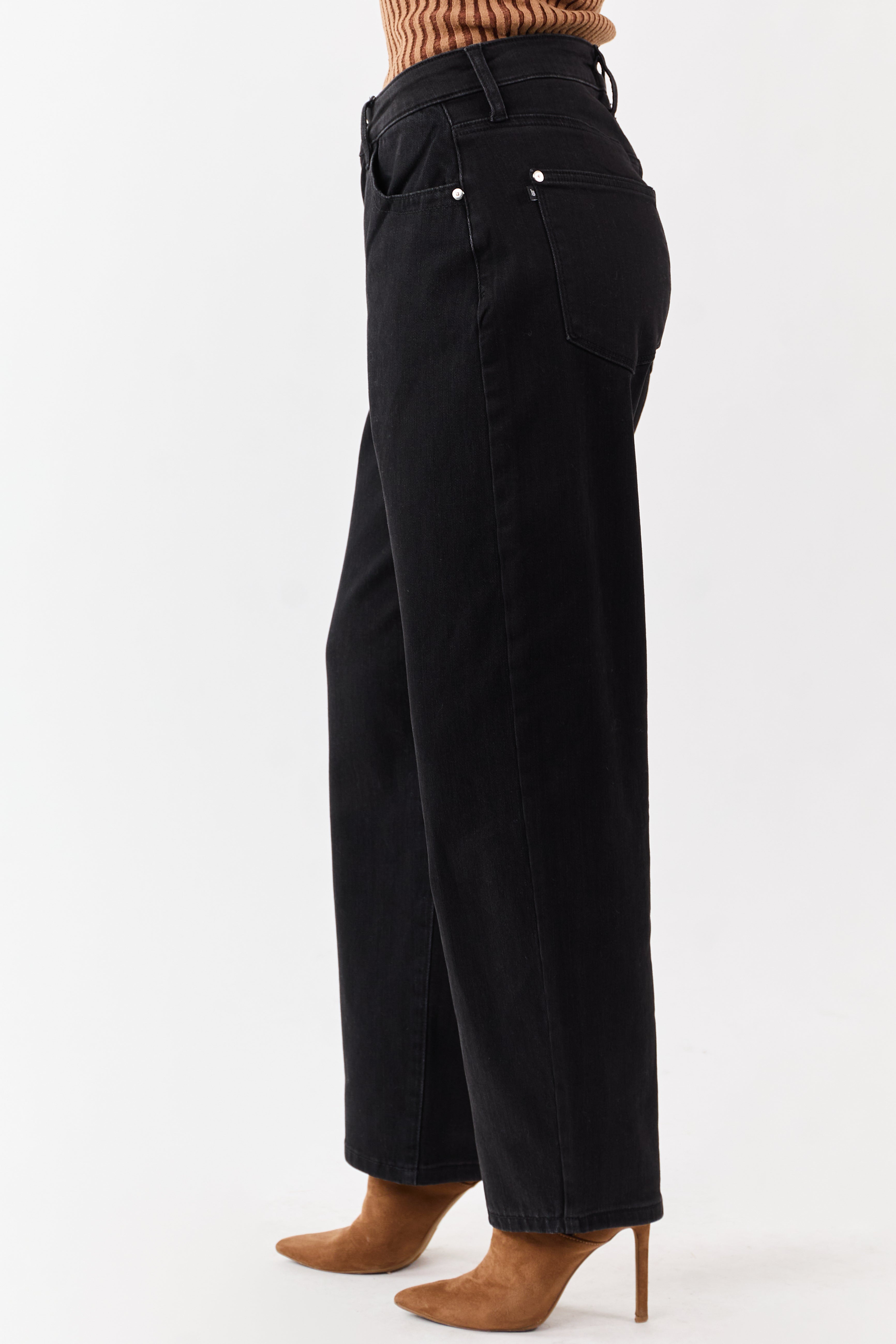 Judy Blue Black Washed High Rise Barrel Jeans