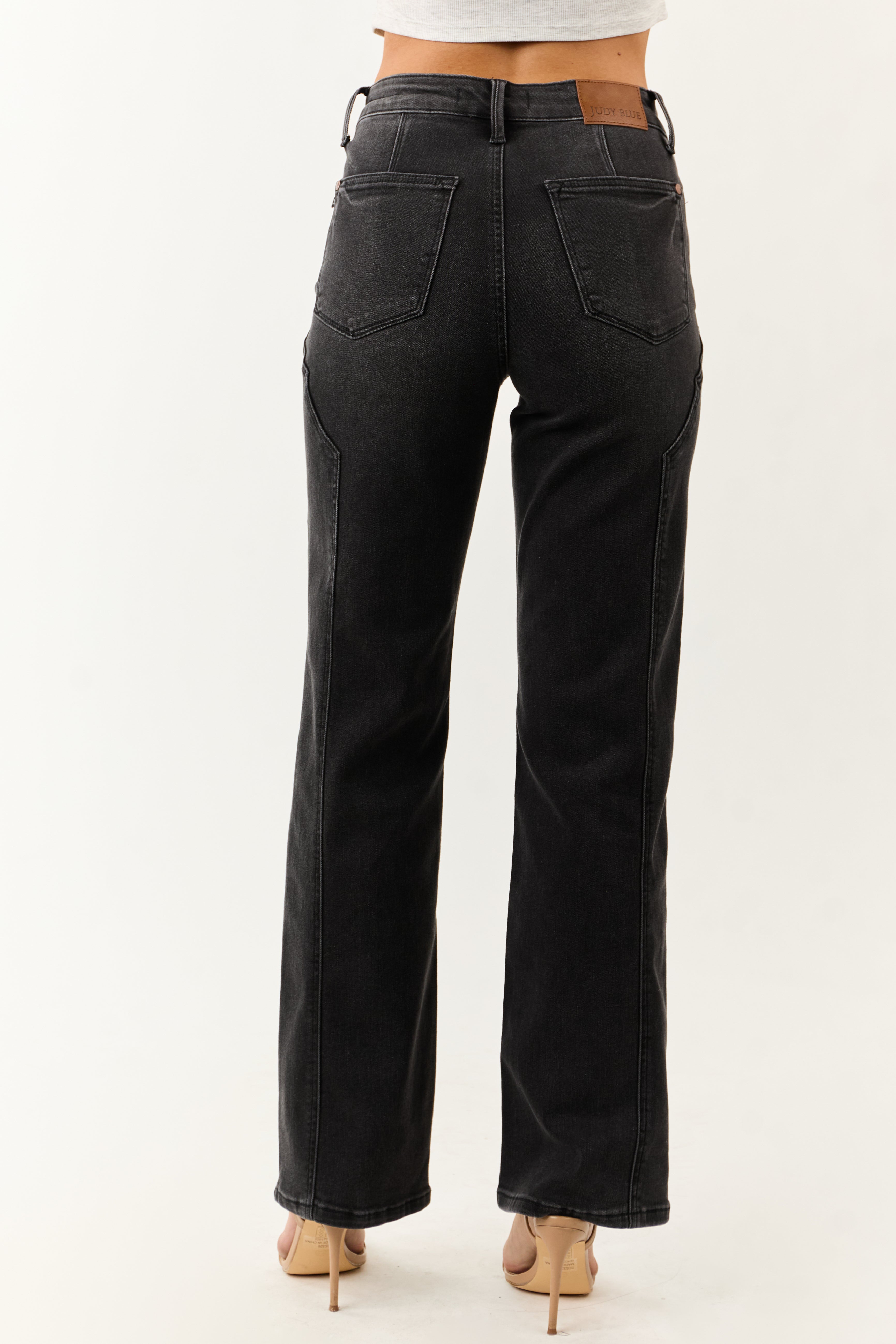 Judy Blue Black Washed Stretchy Straight Leg Jeans