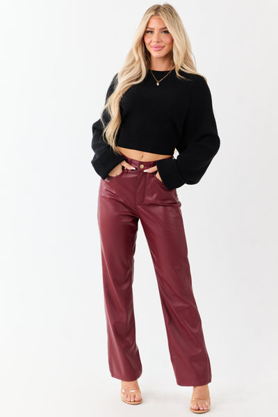 Judy Blue Burgundy Faux Leather Tummy Control Pants