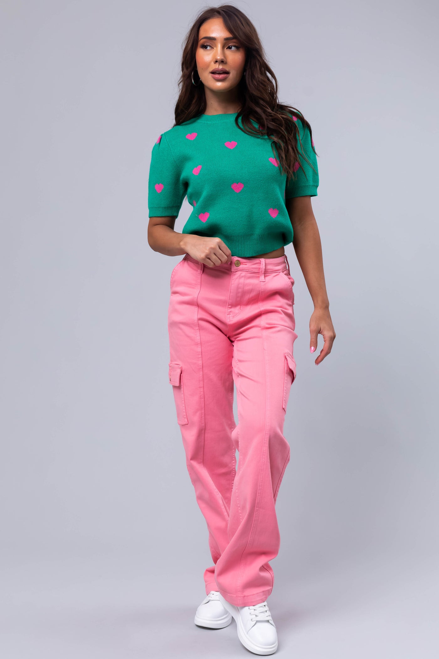 Judy Blue Carnation Straight Cargo Jeans Lime Lush