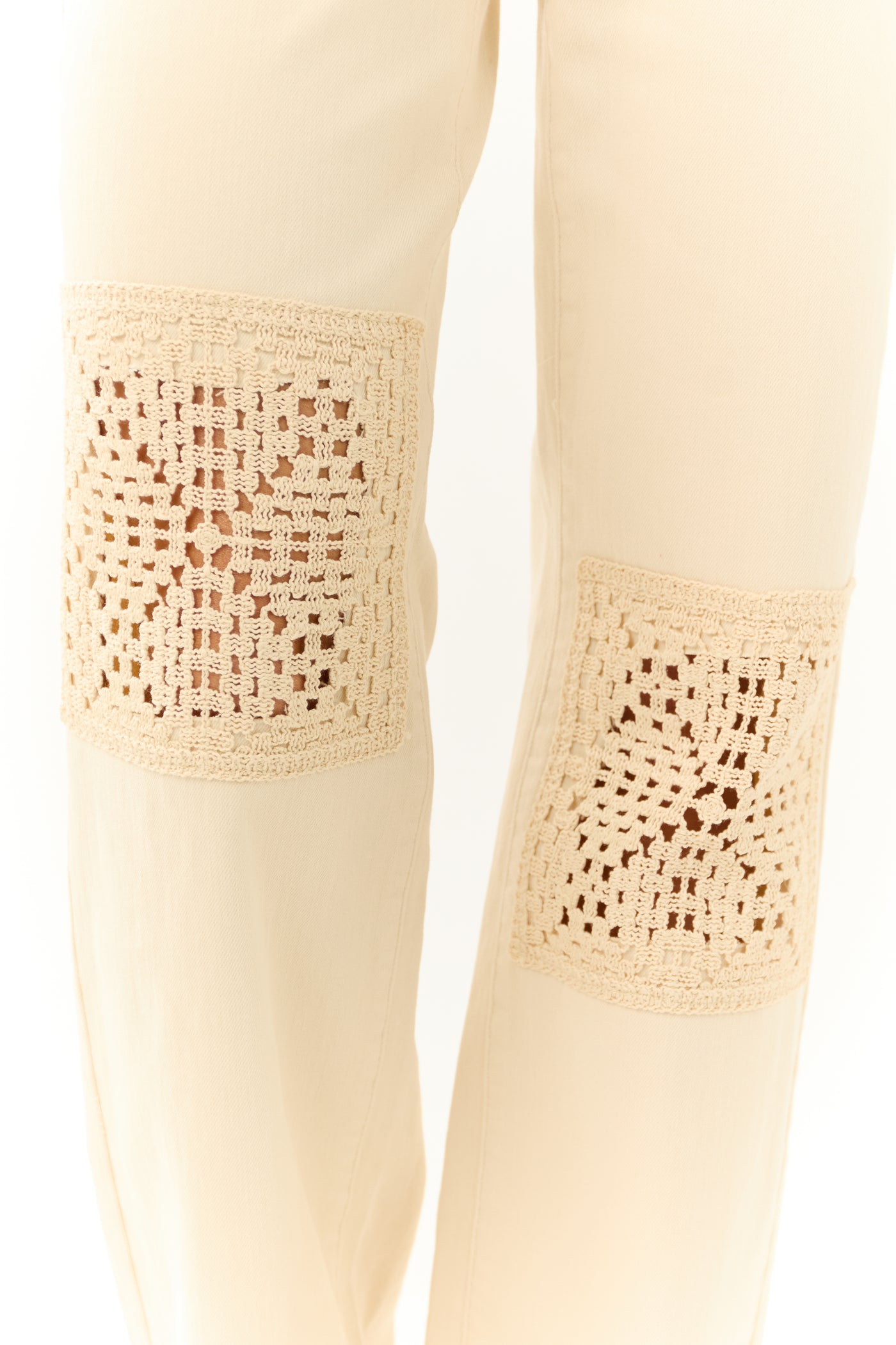 Judy Blue Cream High Rise Crochet Patch Jeans