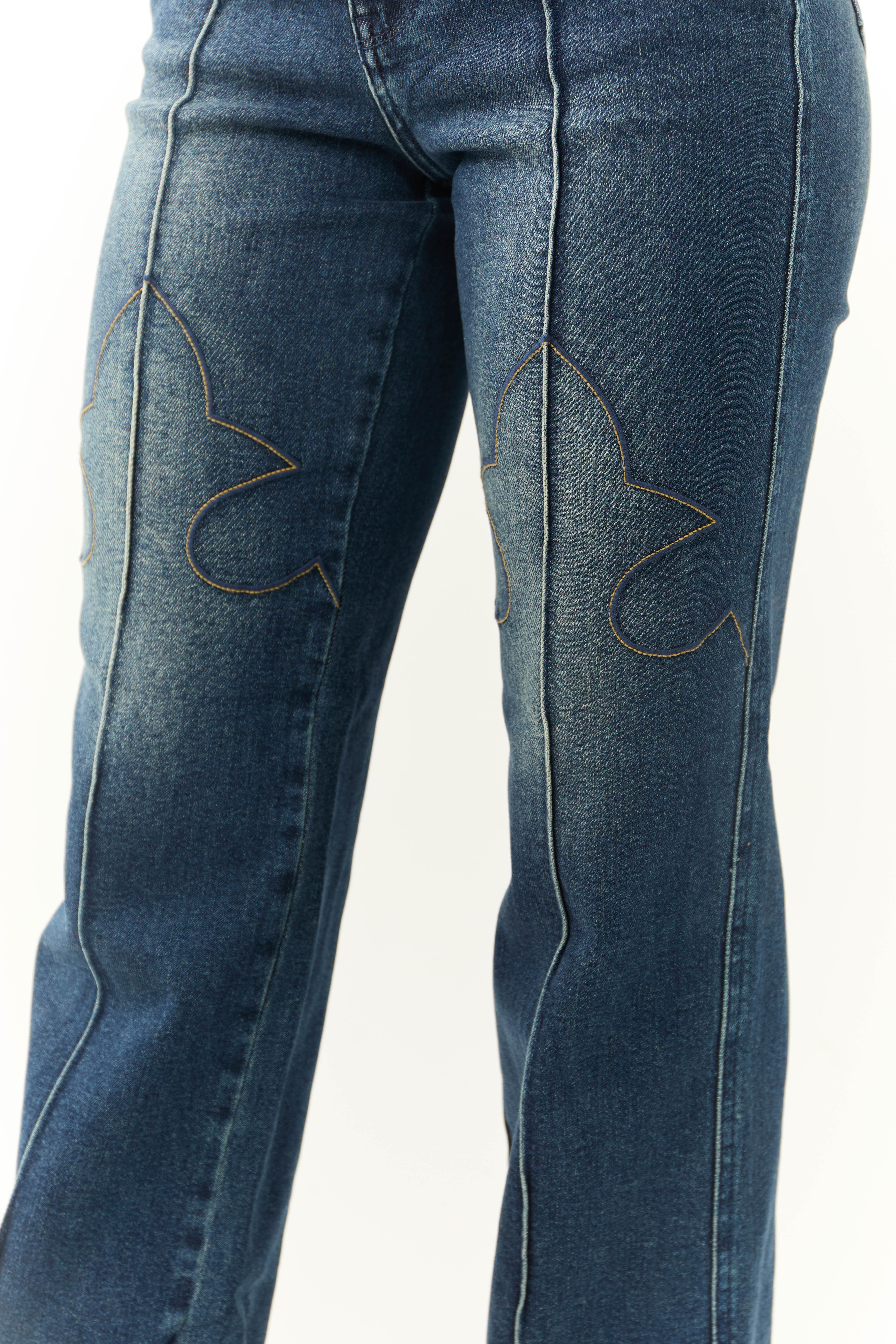 Judy Blue Dark Wash Embroidered Detail Jeans | Lime Lush Boutique