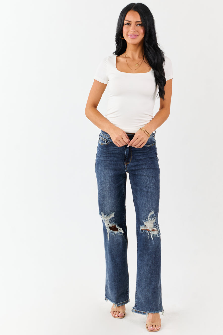 Judy Blue Dark Wash Stretchy Relaxed Straight Jeans