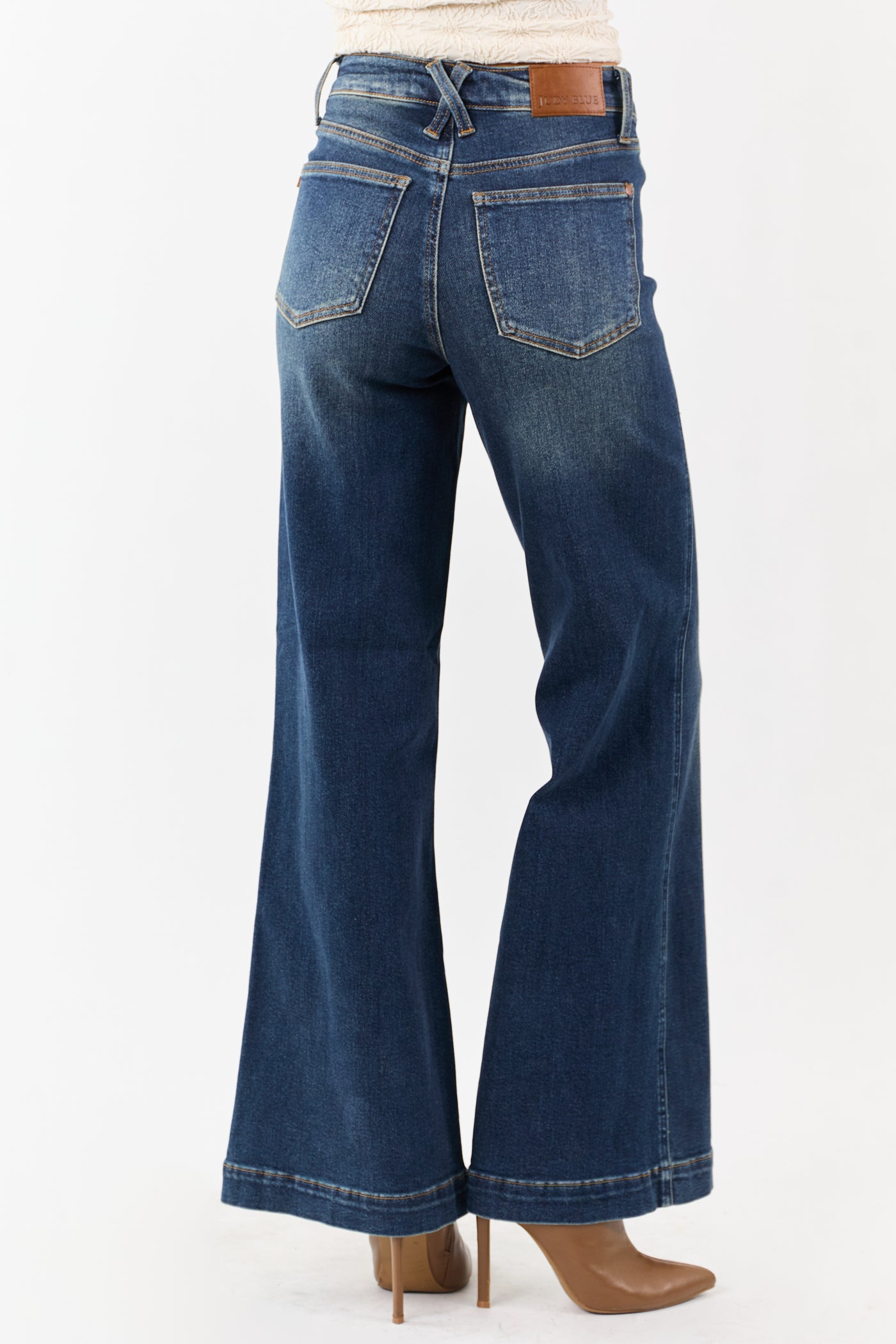 Judy Blue Dark Wash Tummy Control Stretchy Wide Jeans