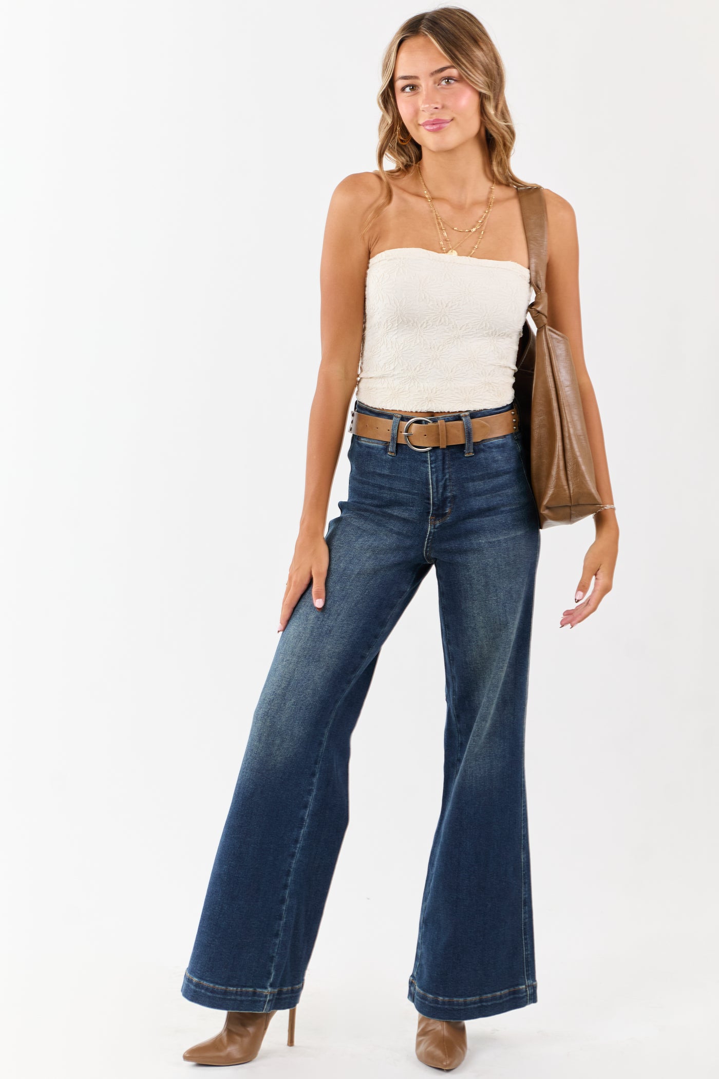 Judy Blue Dark Wash Tummy Control Stretchy Wide Jeans