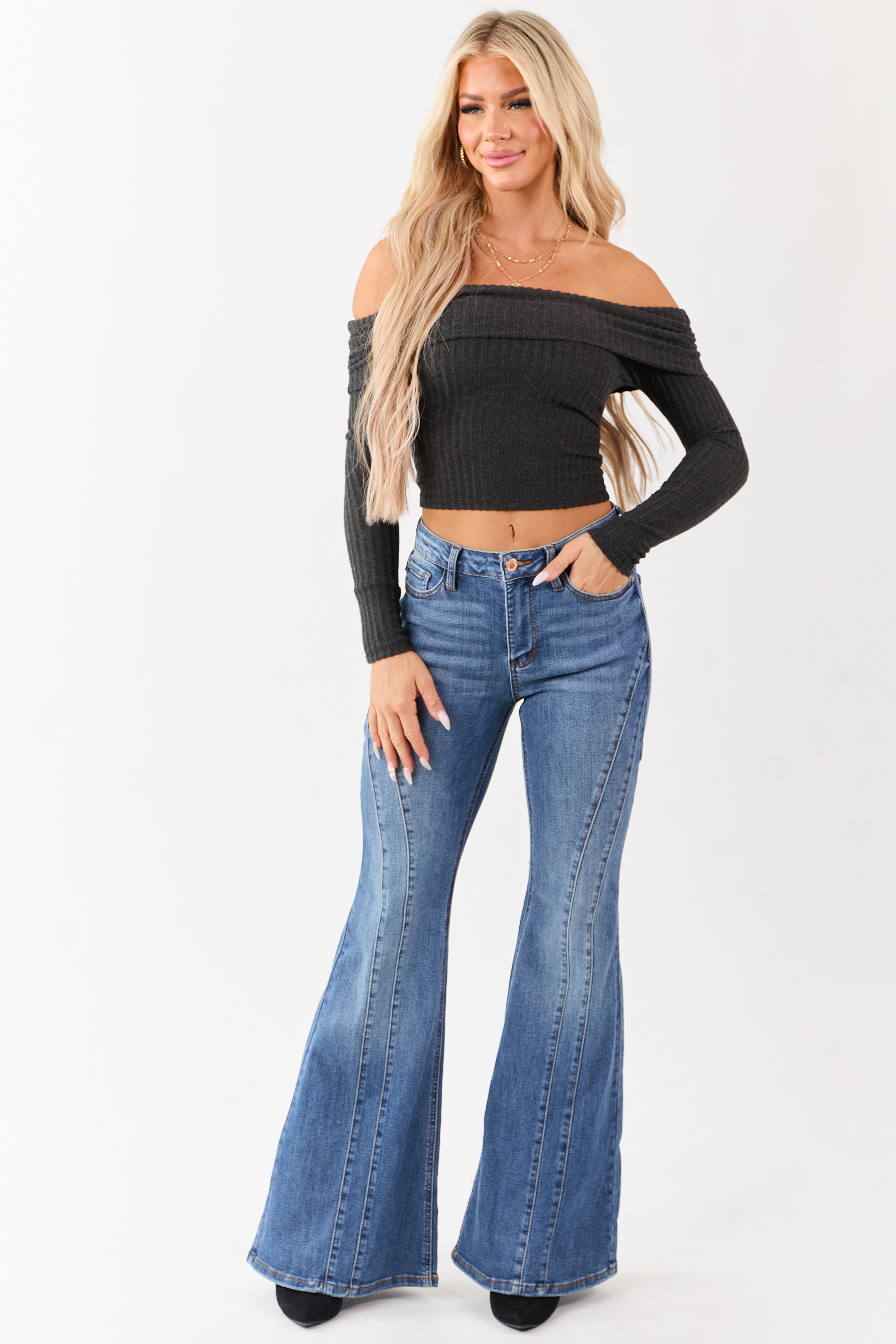 Judy Blue Faded Medium Wash Stretchy Flare Jeans