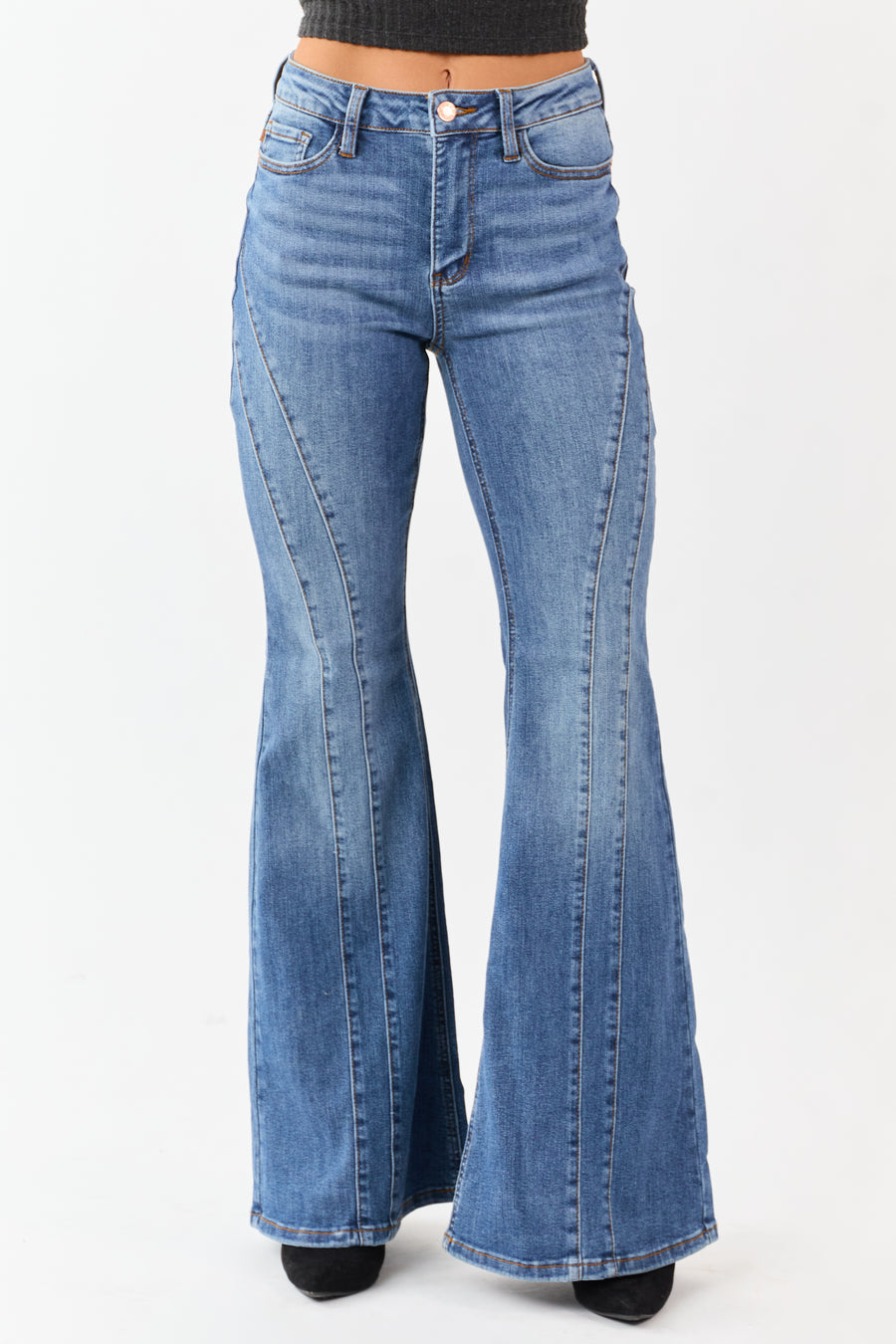 Judy Blue Faded Medium Wash Stretchy Flare Jeans