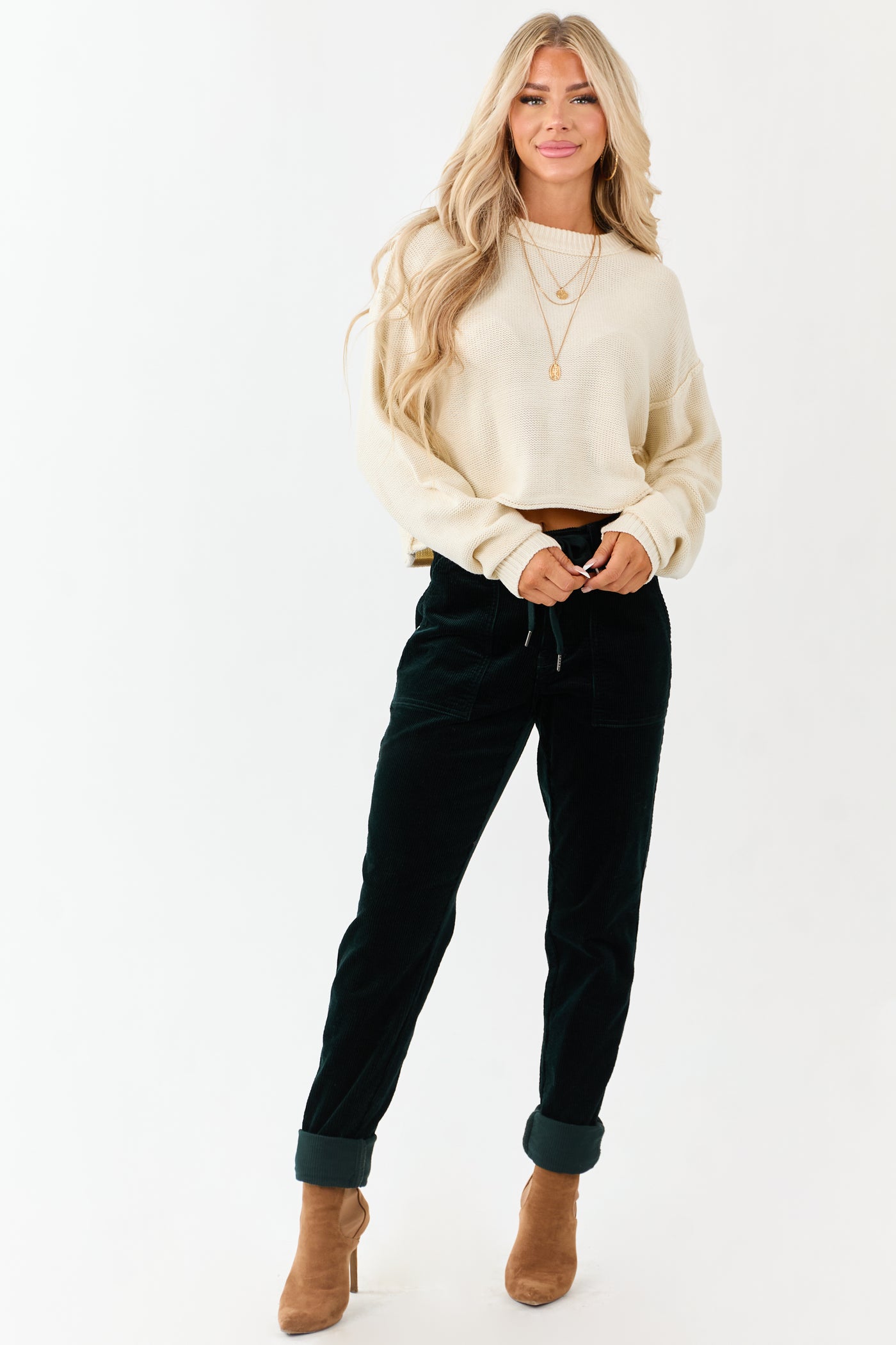 Judy Blue Forest Green Slim Straight Corduroy Pants