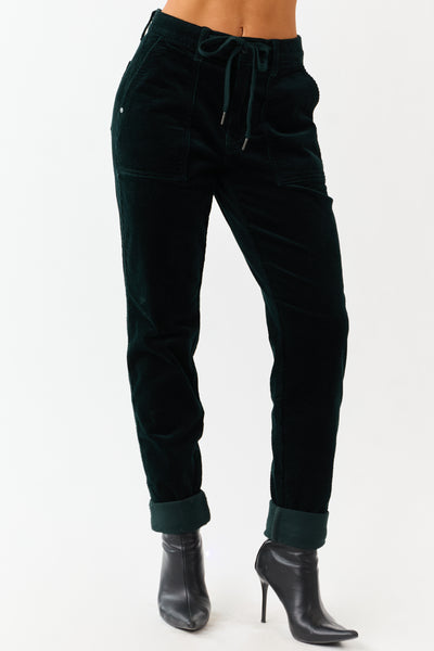 Judy Blue Forest Green Slim Straight Corduroy Pants