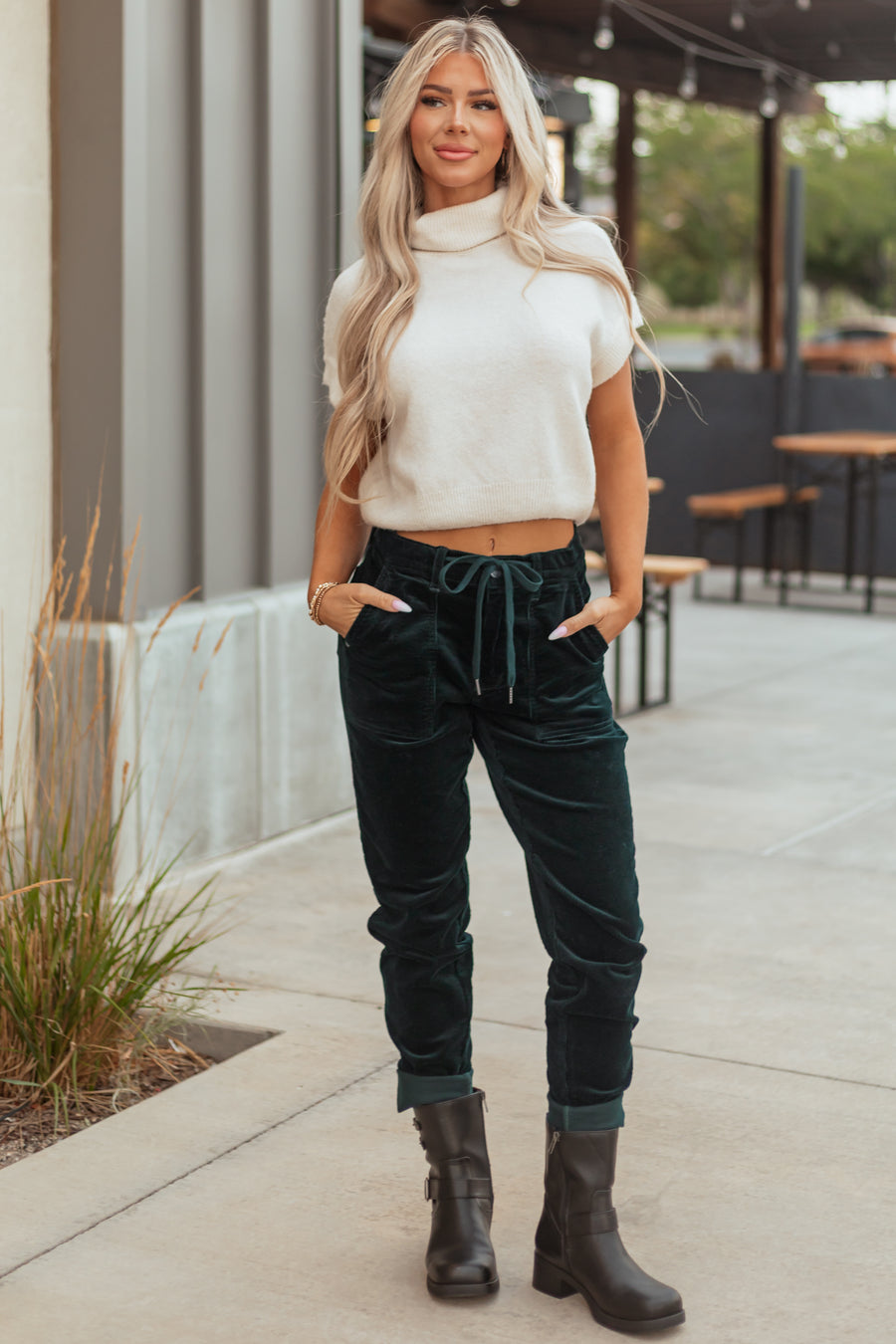 Judy Blue Forest Green Slim Straight Corduroy Pants