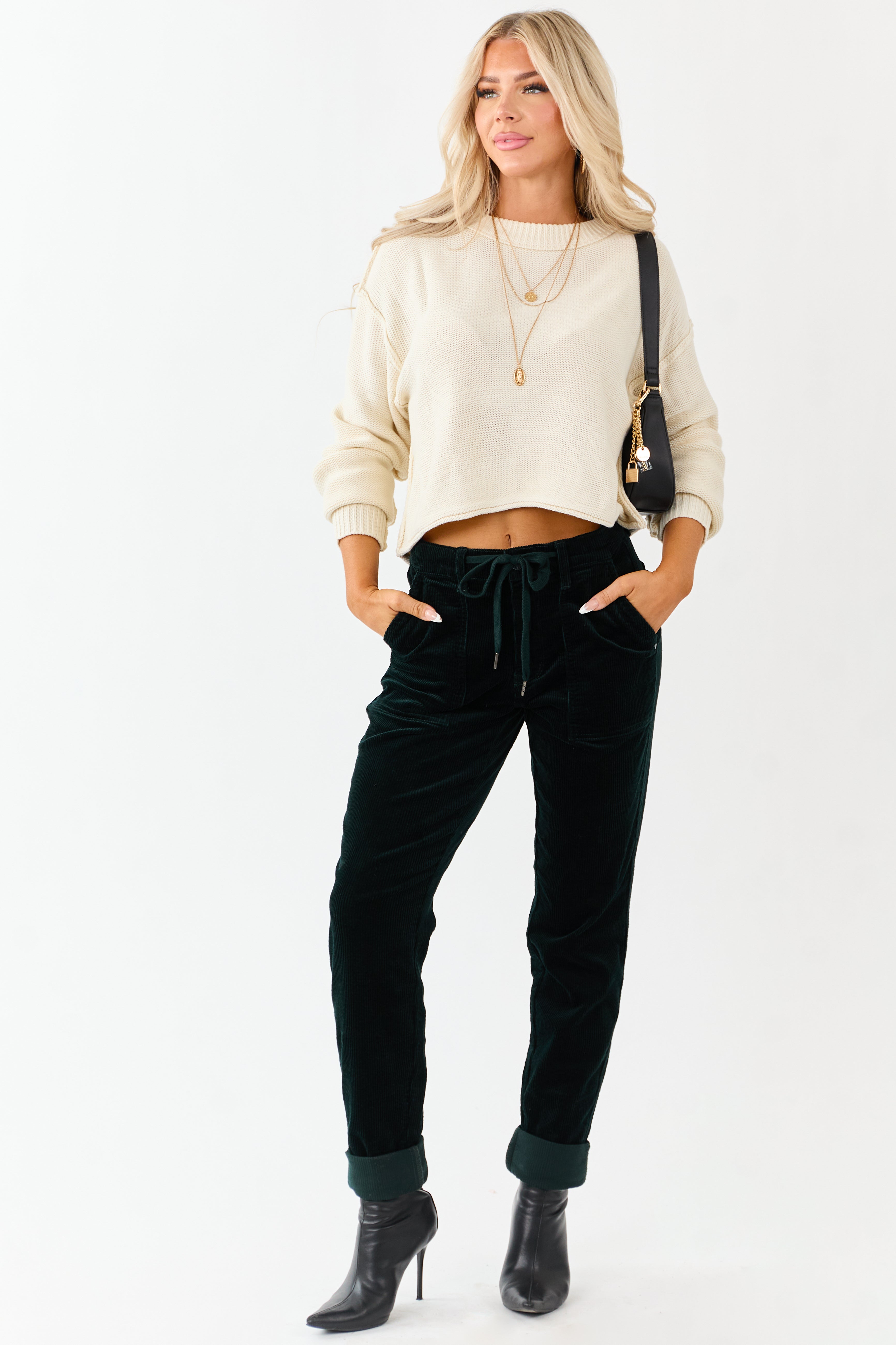 Judy Blue Forest Green Slim Straight Corduroy Pants