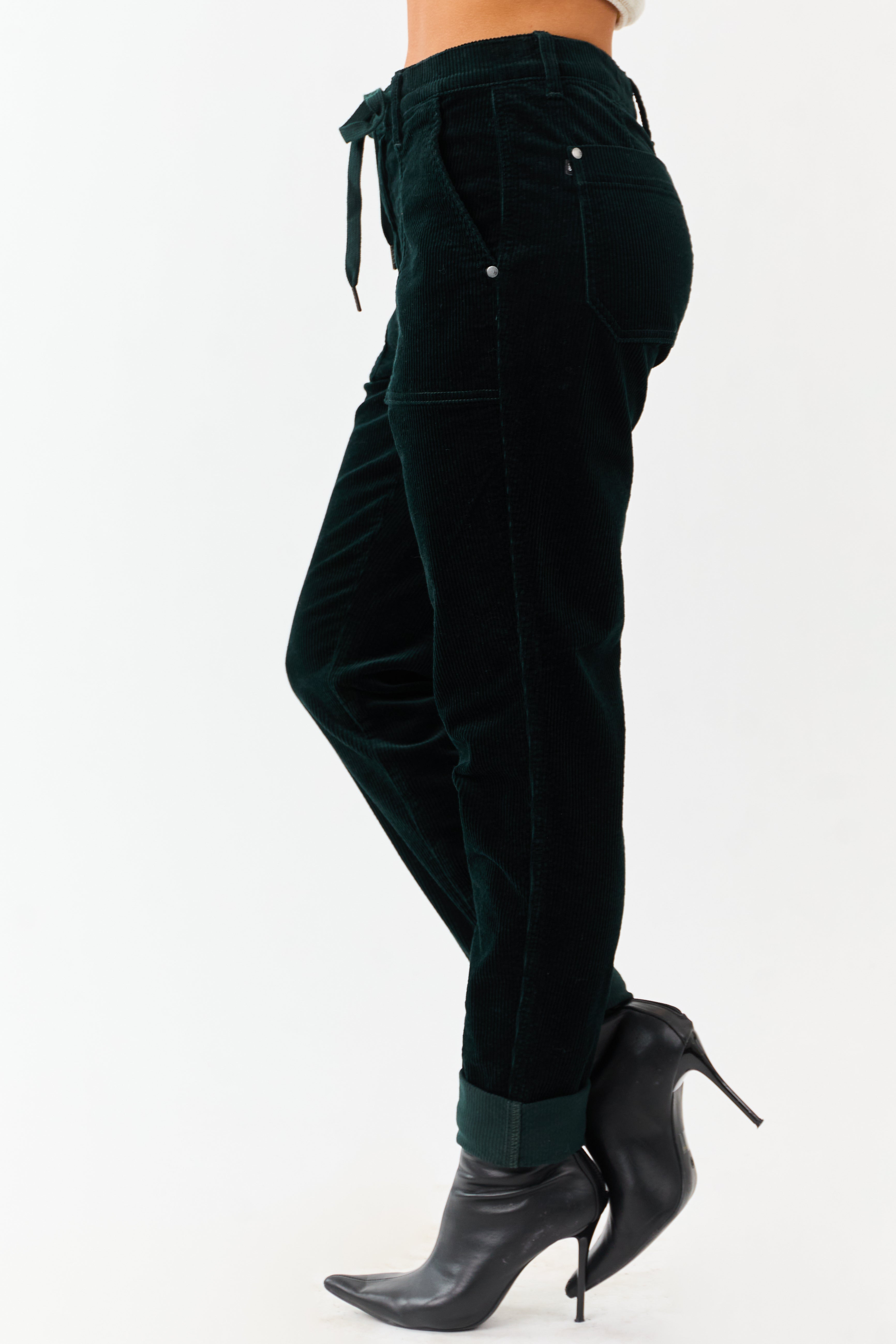 Judy Blue Forest Green Slim Straight Corduroy Pants