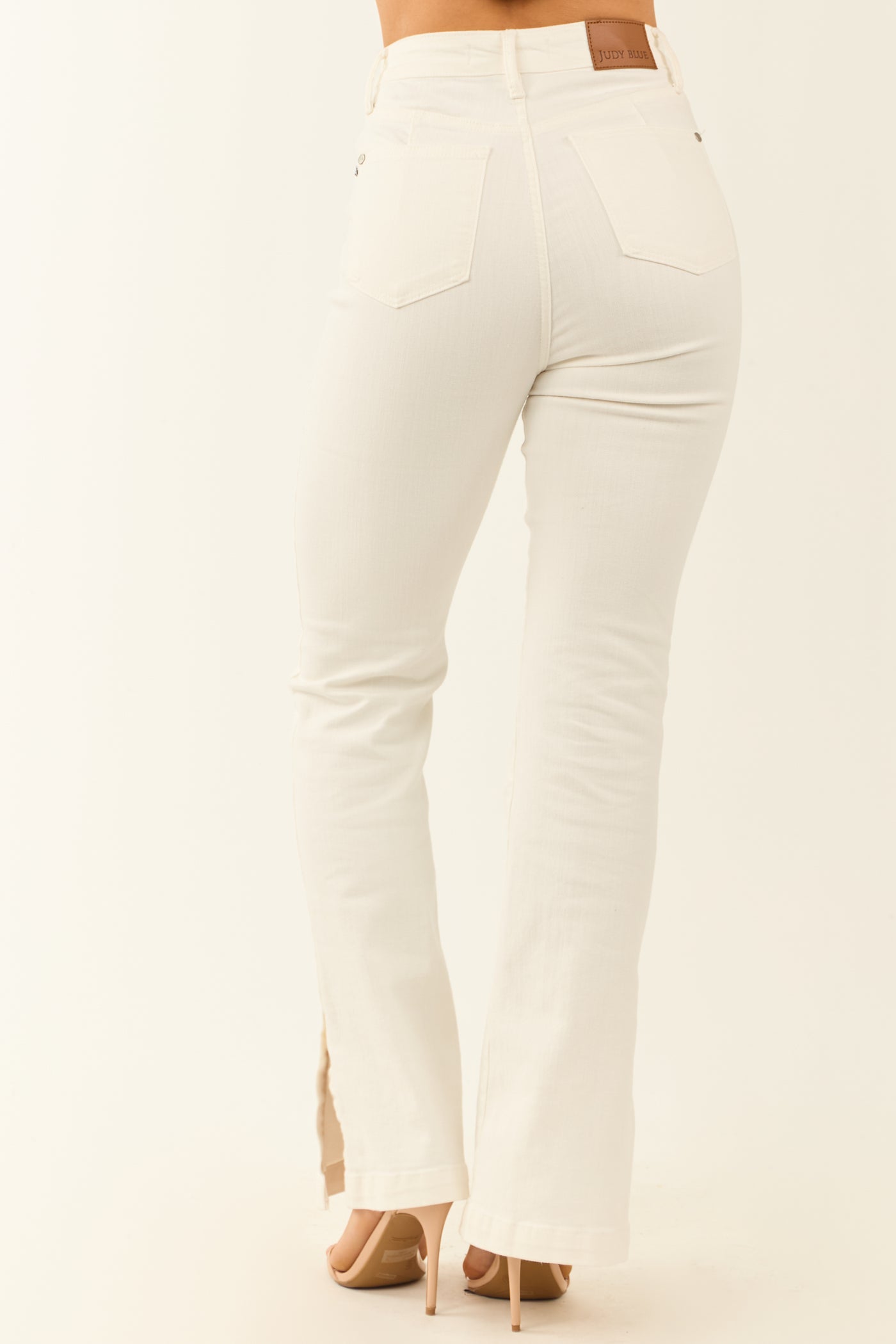 Judy Blue Ivory Stretchy Slit Hem Bootcut Jeans
