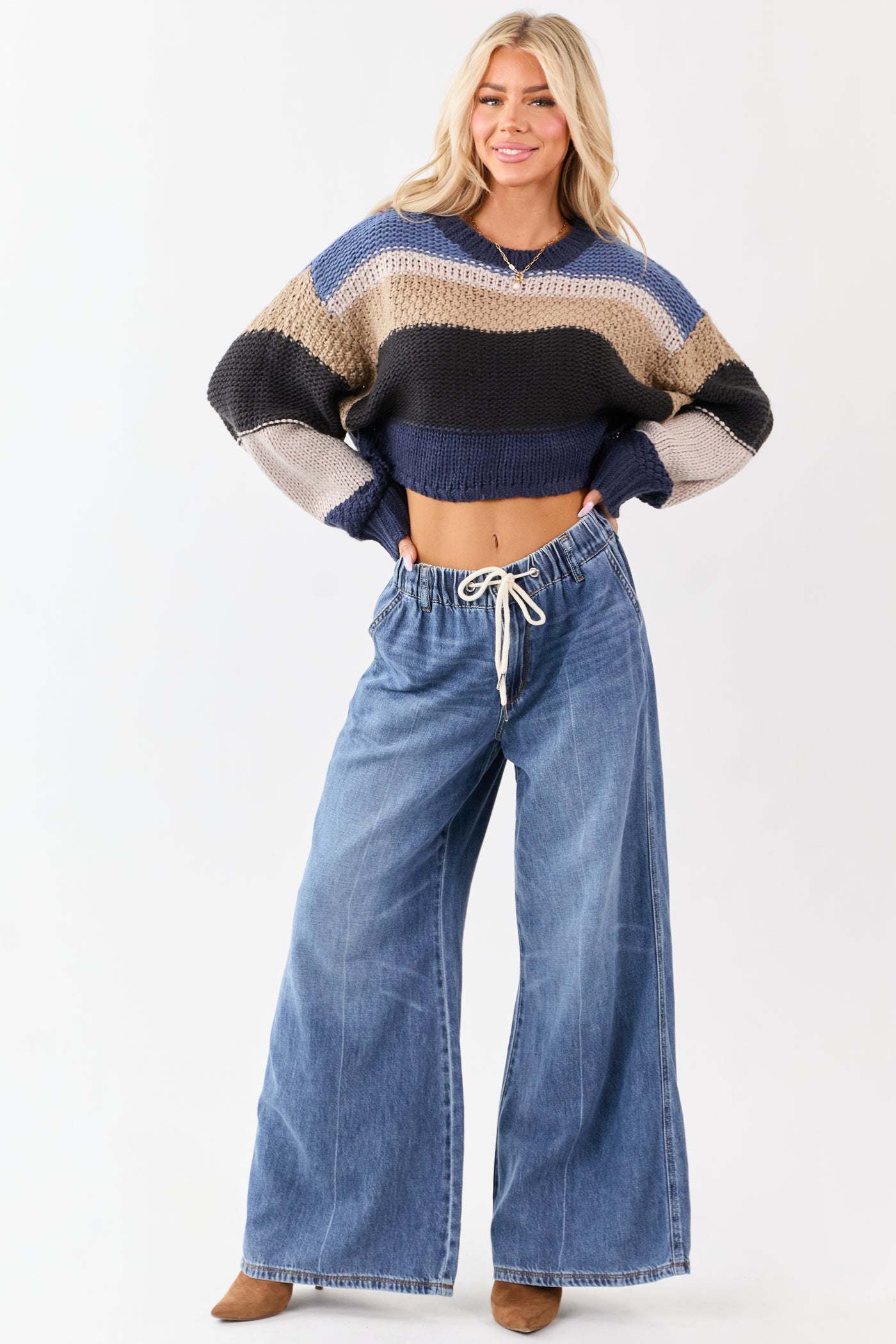 Judy Blue Lightweight Denim Palazzo Wide Leg Pants