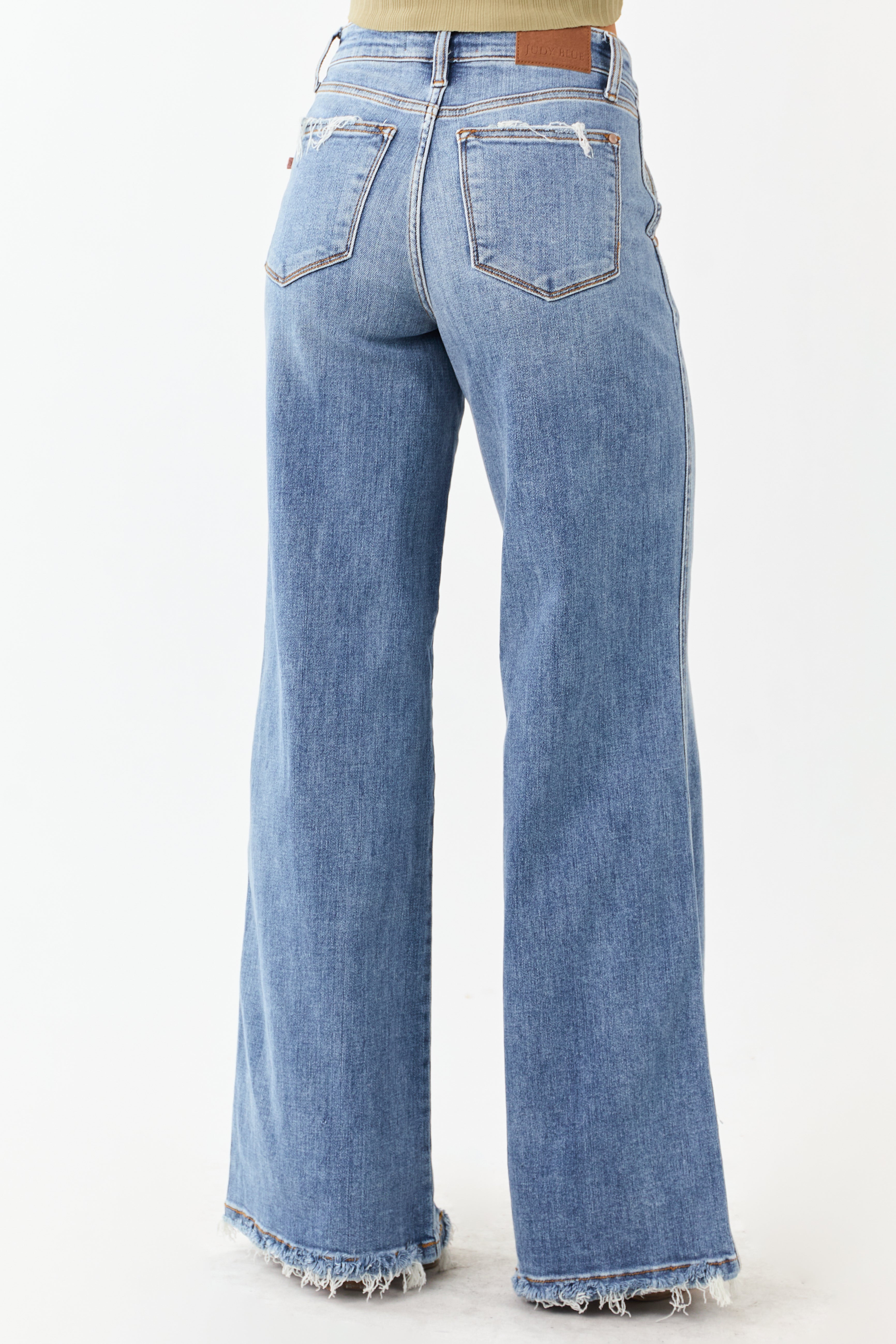 Judy Blue Medium High Rise Retro Wide Stretchy Jeans