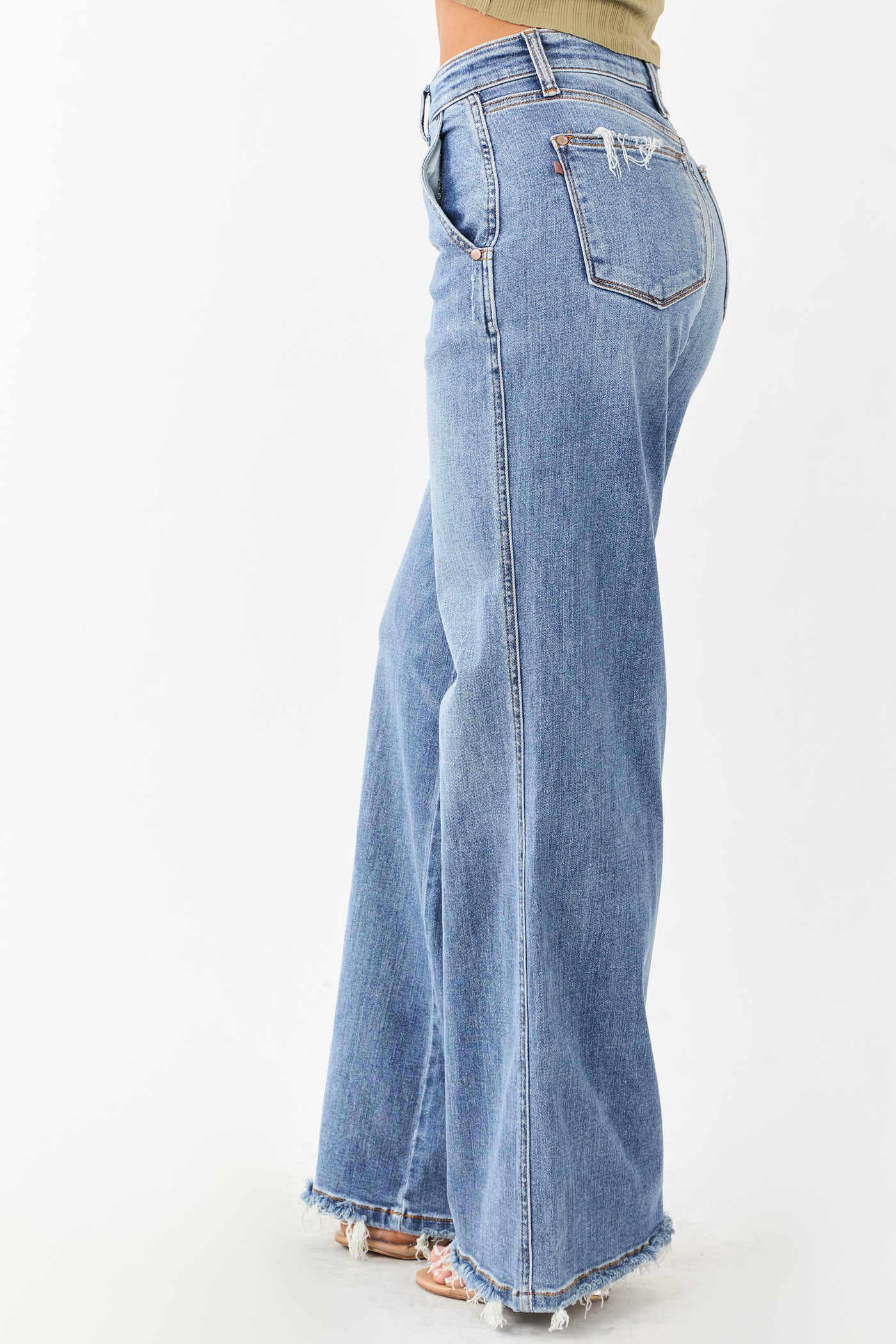 Judy Blue Medium High Rise Retro Wide Stretchy Jeans