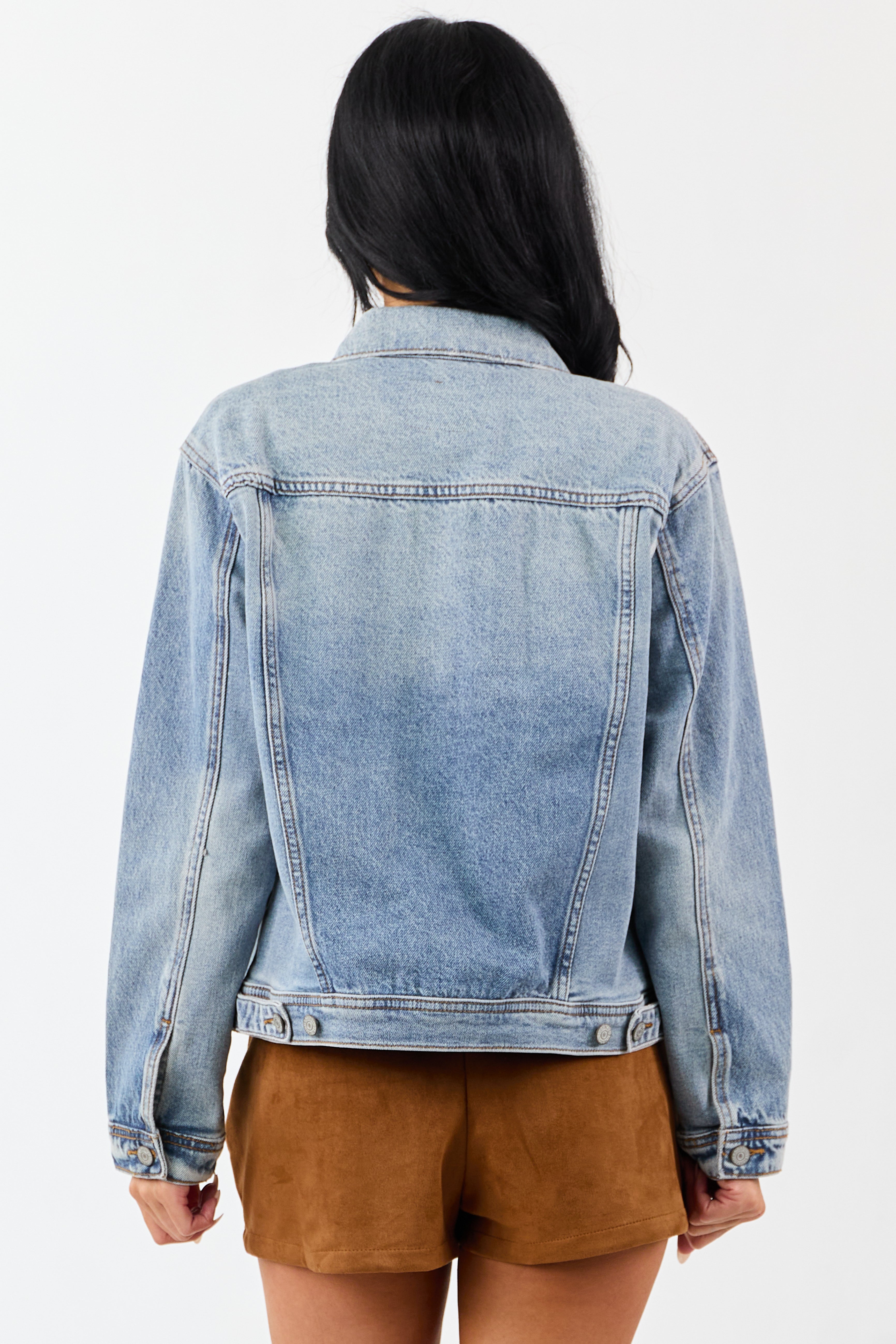 Judy Blue Medium Wash Button Up Denim Jacket