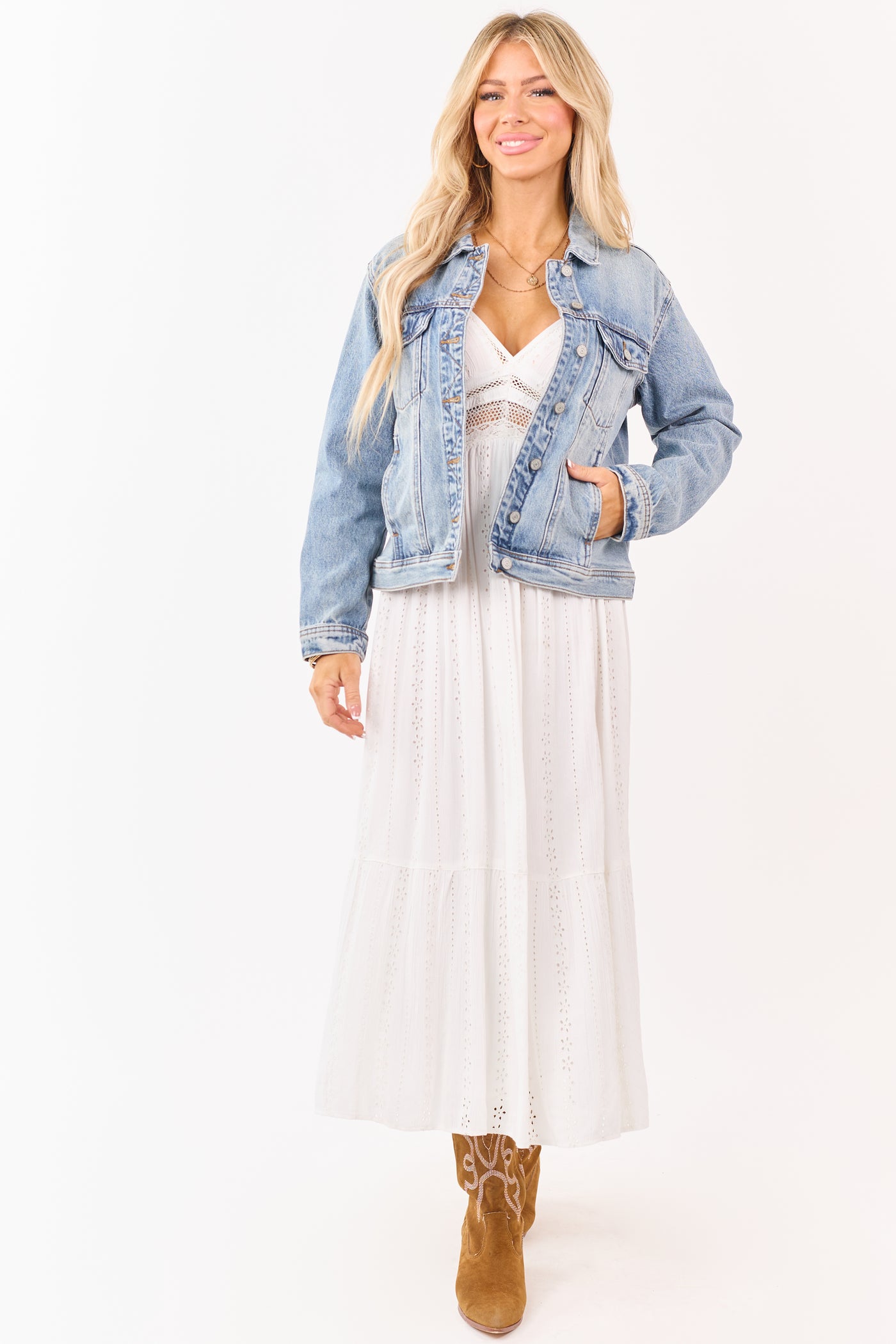 Judy Blue Medium Wash Button Up Denim Jacket