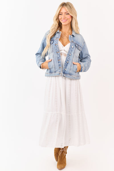 Judy Blue Medium Wash Button Up Denim Jacket