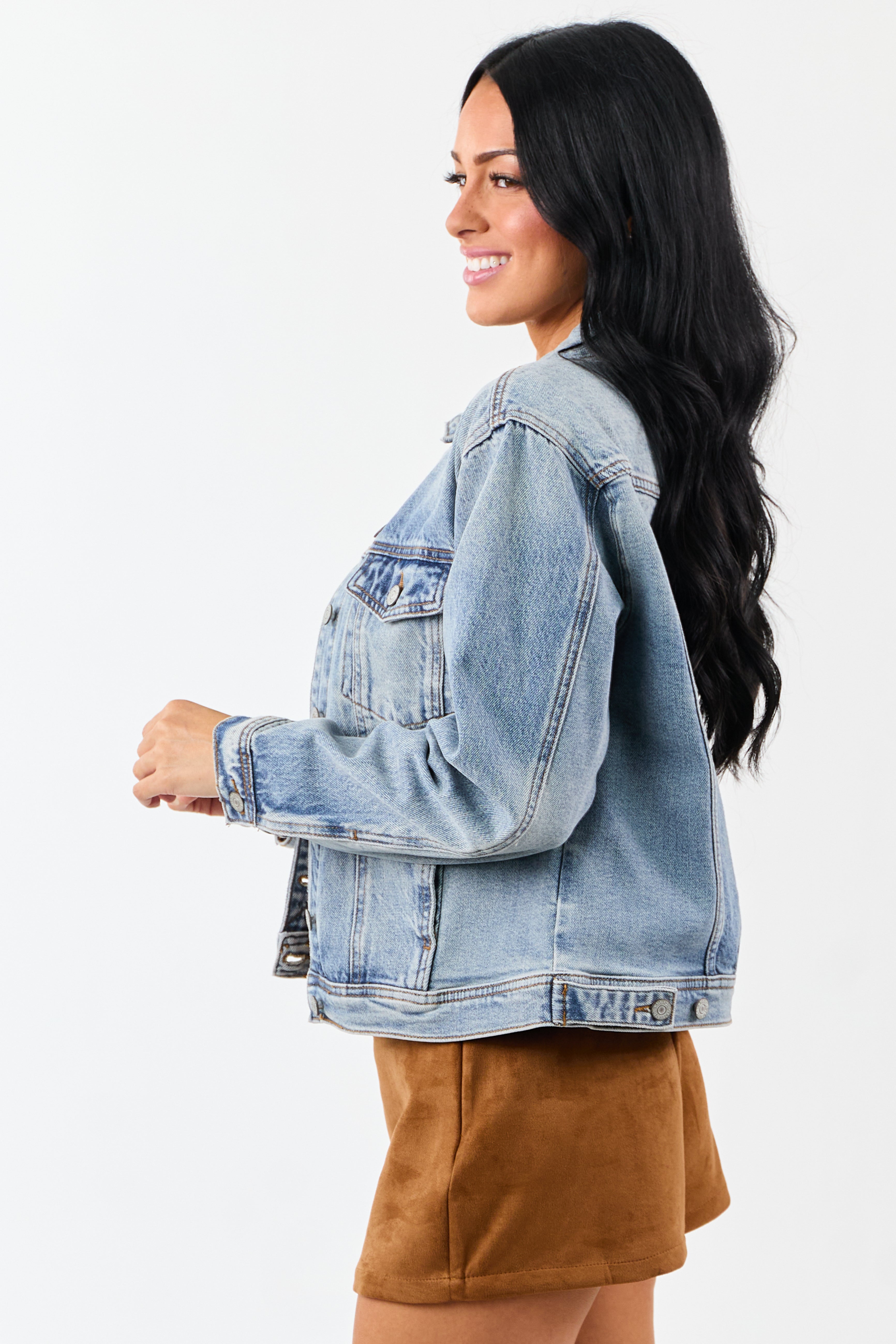 Judy Blue Medium Wash Button Up Denim Jacket