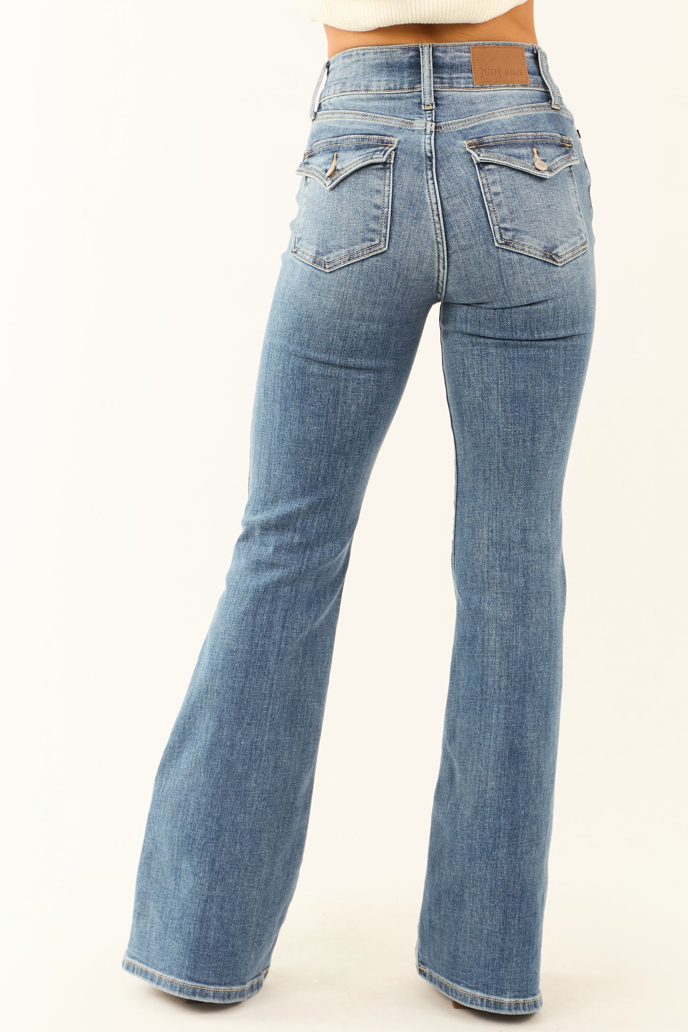 Judy Blue Medium Double Button Stretchy Flare Jeans