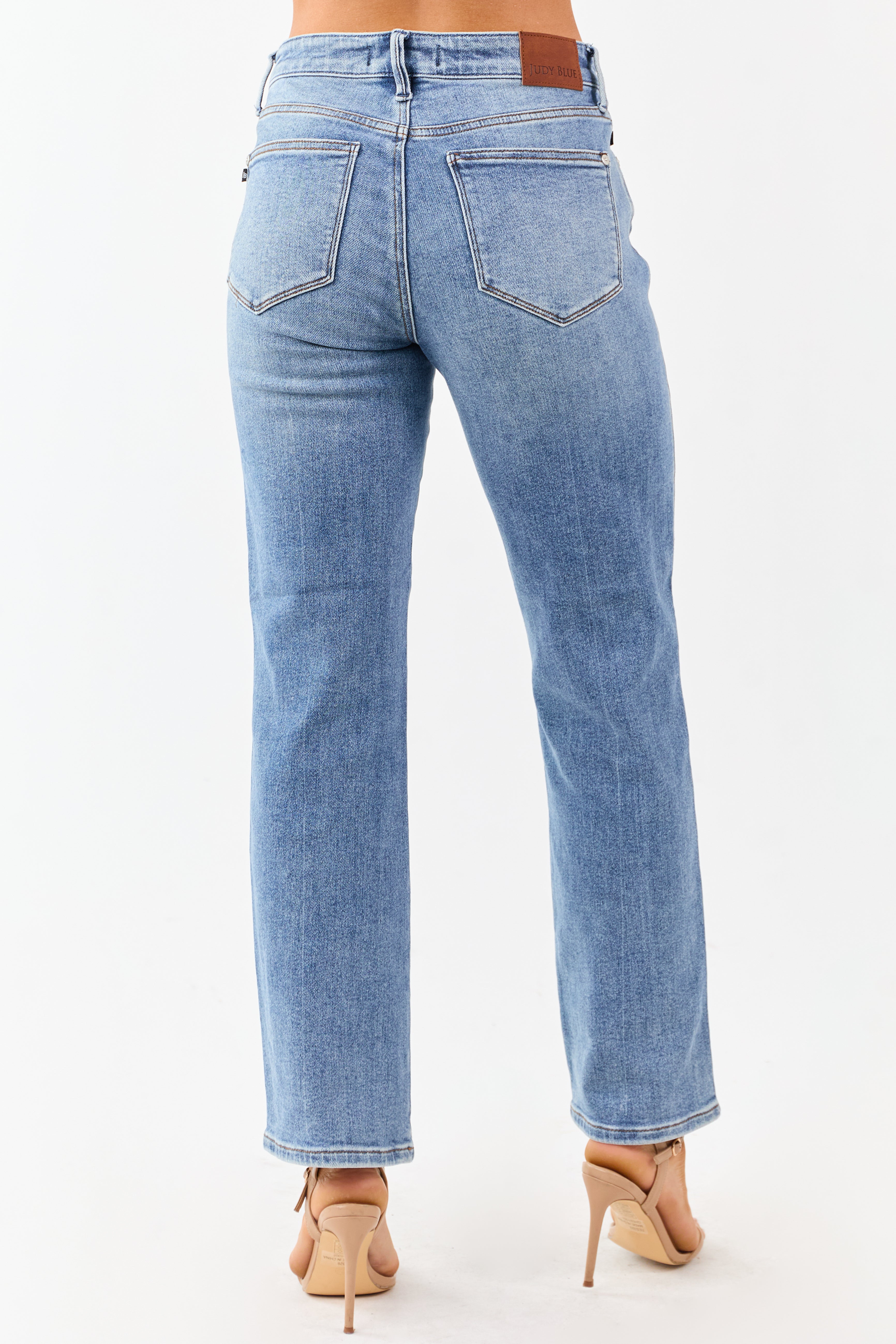 Judy Blue Medium Wash High Rise Slim Straight Jeans