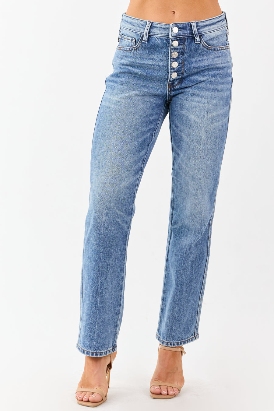 Judy Blue Medium Wash High Rise Slim Straight Jeans