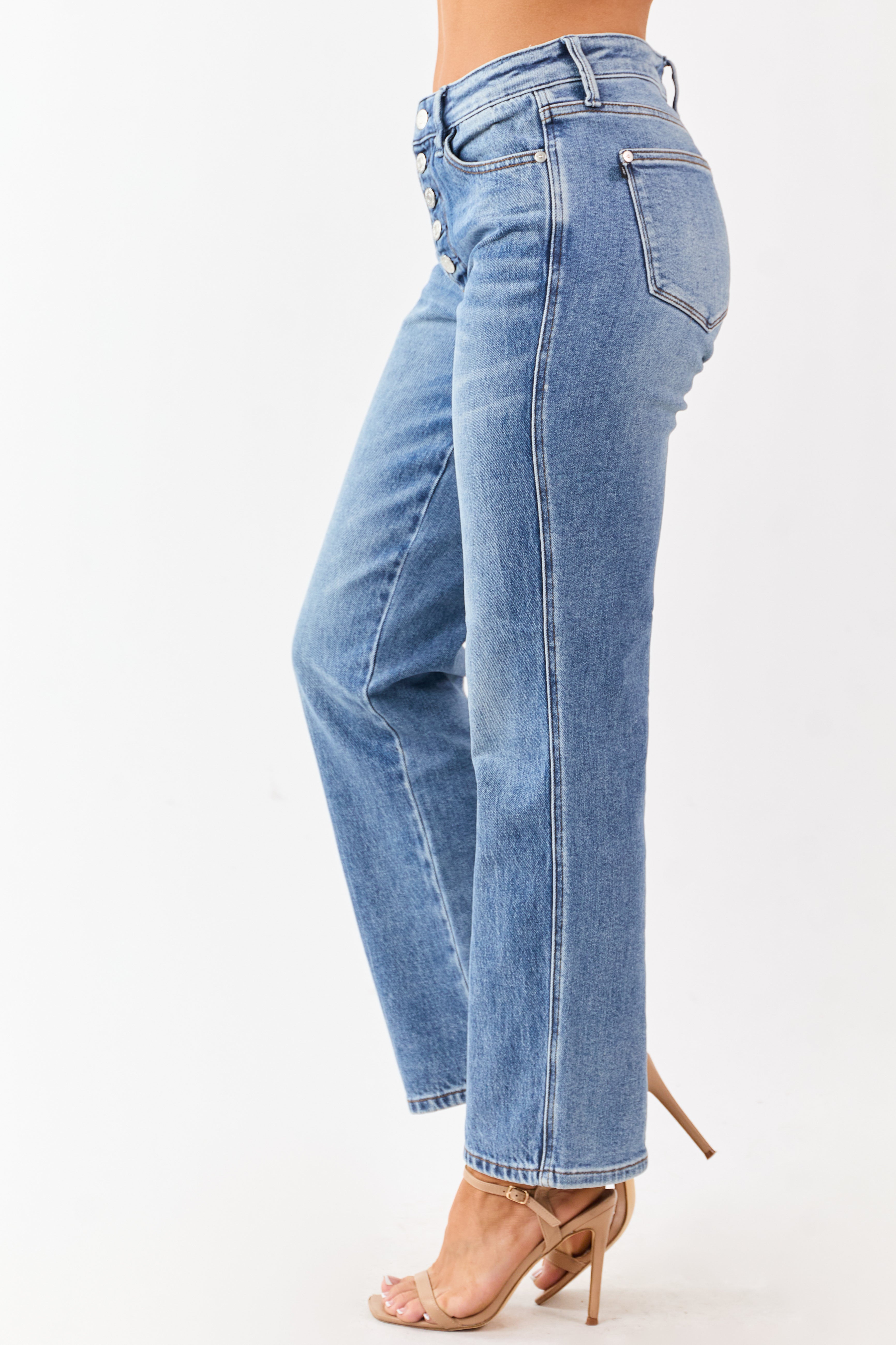 Judy Blue Medium Wash High Rise Slim Straight Jeans