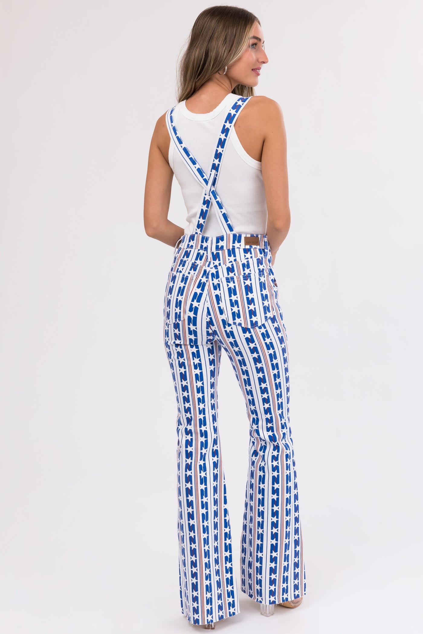 Judy Blue Off White American Print Overalls